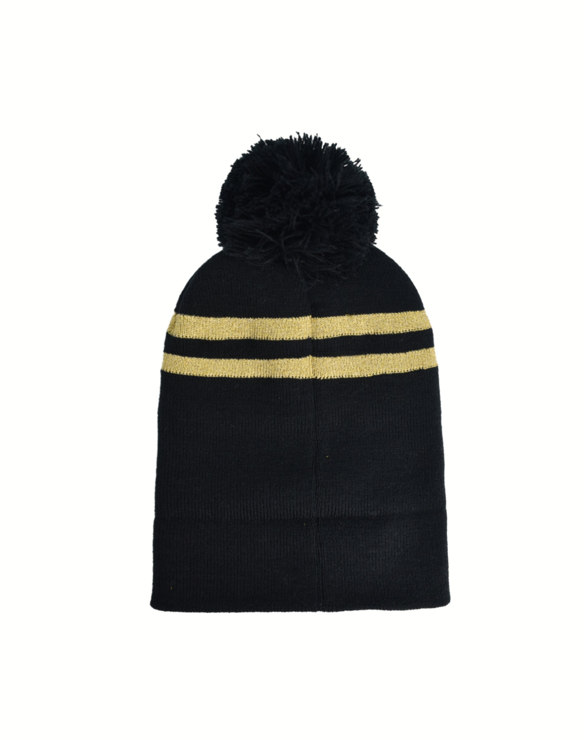 The Witcher Striped Pom Beanie Hat – Embroidered Logo Cuffed Winter Cap