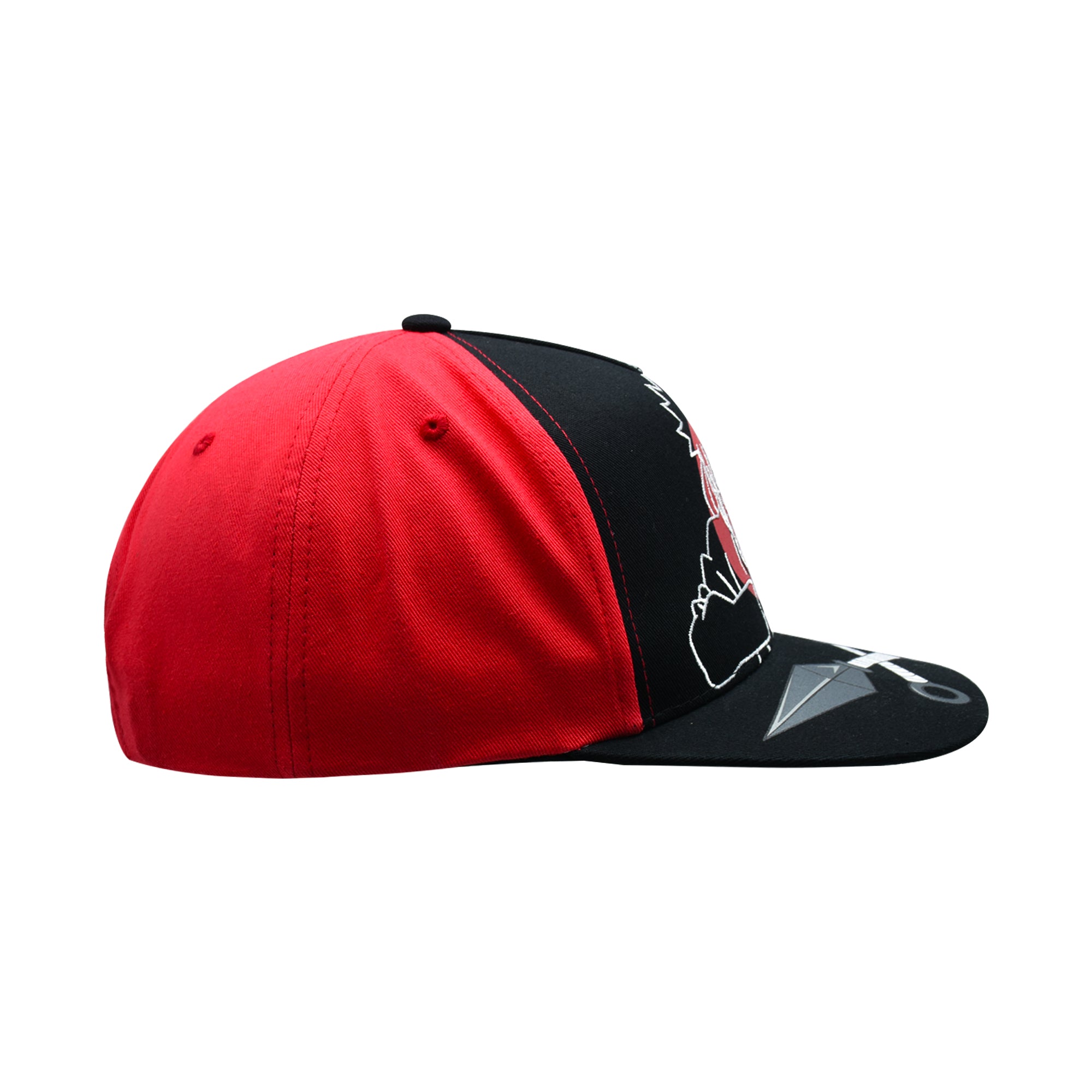 Naruto Baseball Hat, Jutsu Daggers Design Adult Snapback Cap with Flat Brim, Red/Black, One Size
