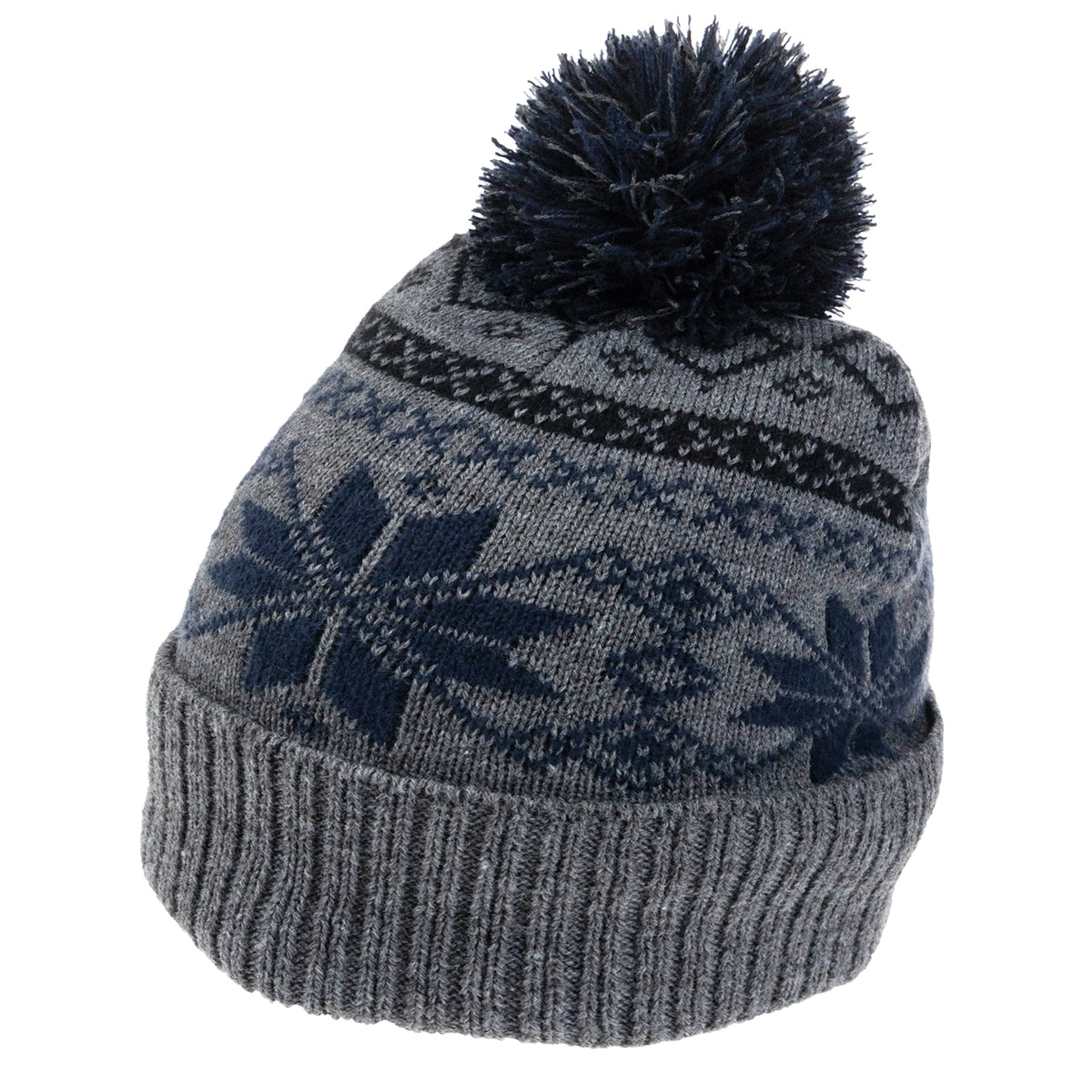 Weatherproof Vintage Fair Isle & Solid Beanie 2-Piece Set – Navy/Gray