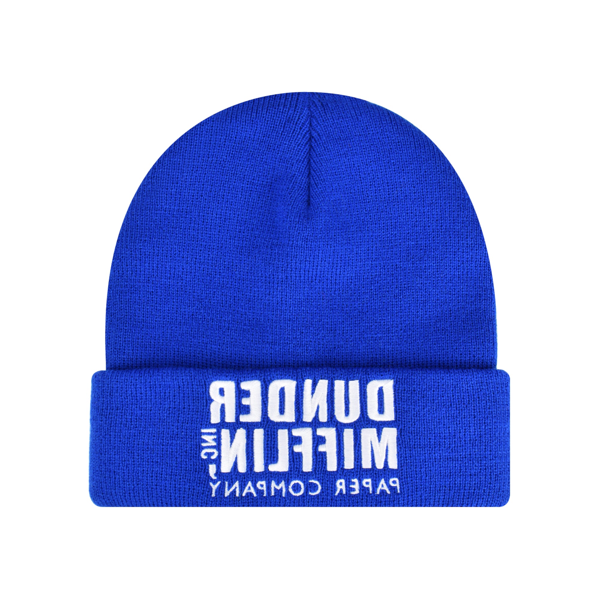The Office Dunder Mifflin Paper Company Cuffed Knit Acrylic Beanie Hat, Blue, One Size