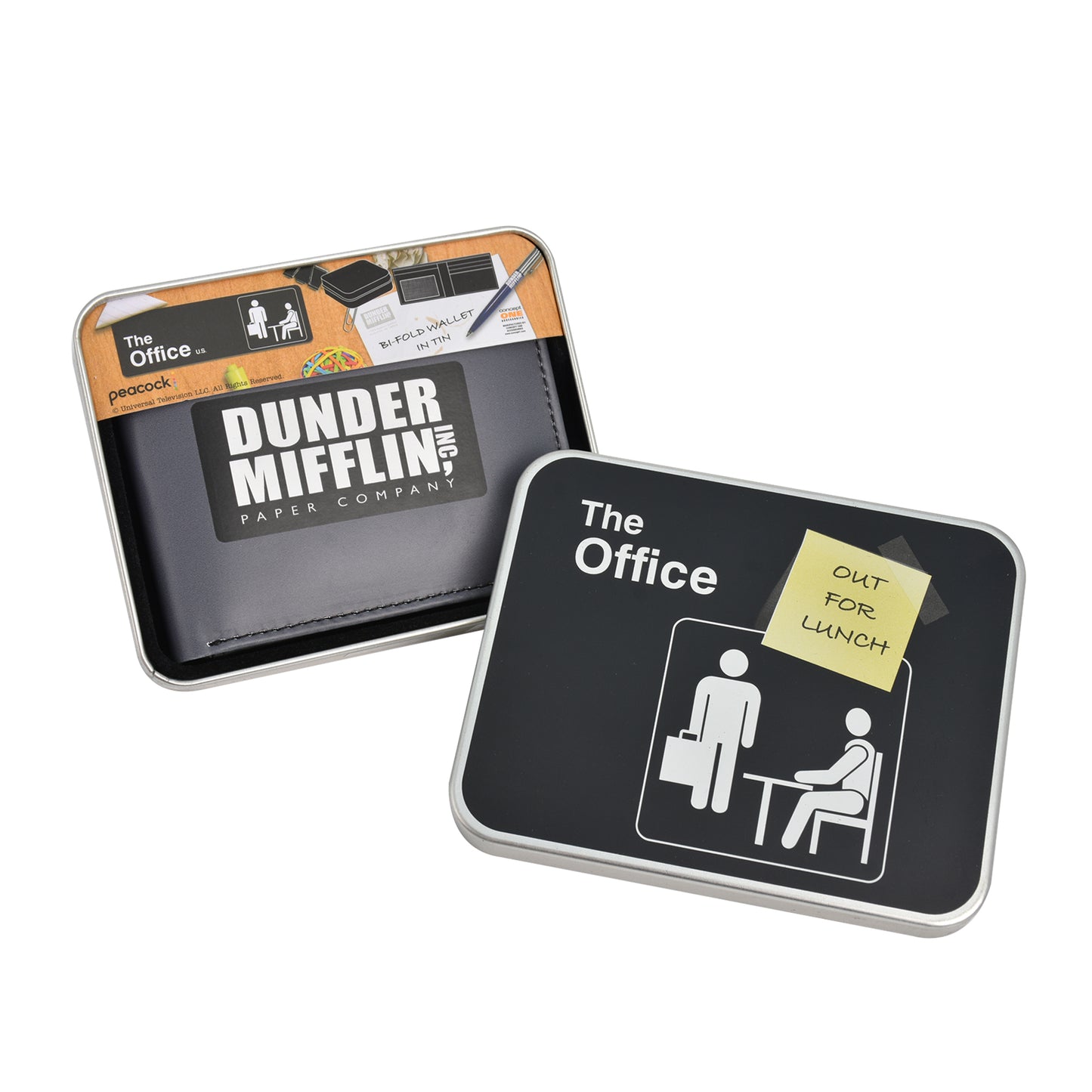 The Office Dunder Mifflin Inc. Paper Company Bifold Wallet in a Decorative Tin Case Multi, Unisex