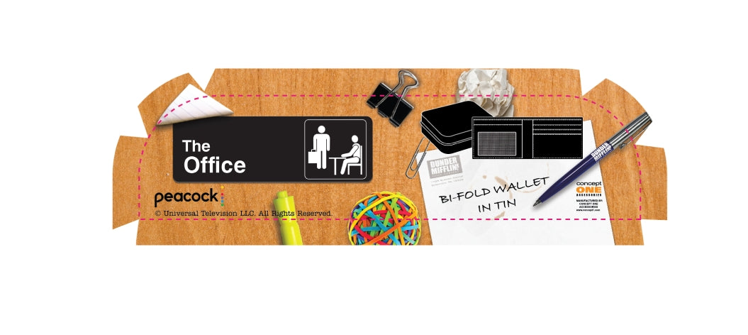 The Office Dunder Mifflin Inc. Paper Company Bifold Wallet, Slim Wallet with Decorative Tin Unisex