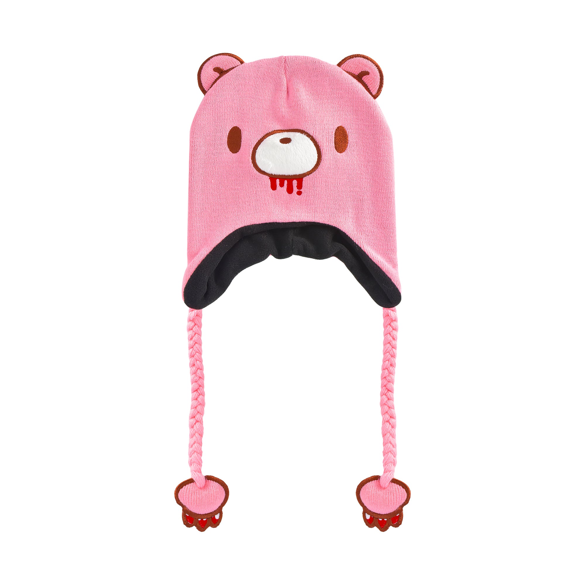 Concept One Gloomy Bear Beanie Hat, Peruvian Winter Knit Cap with 3D Ears and Tassels