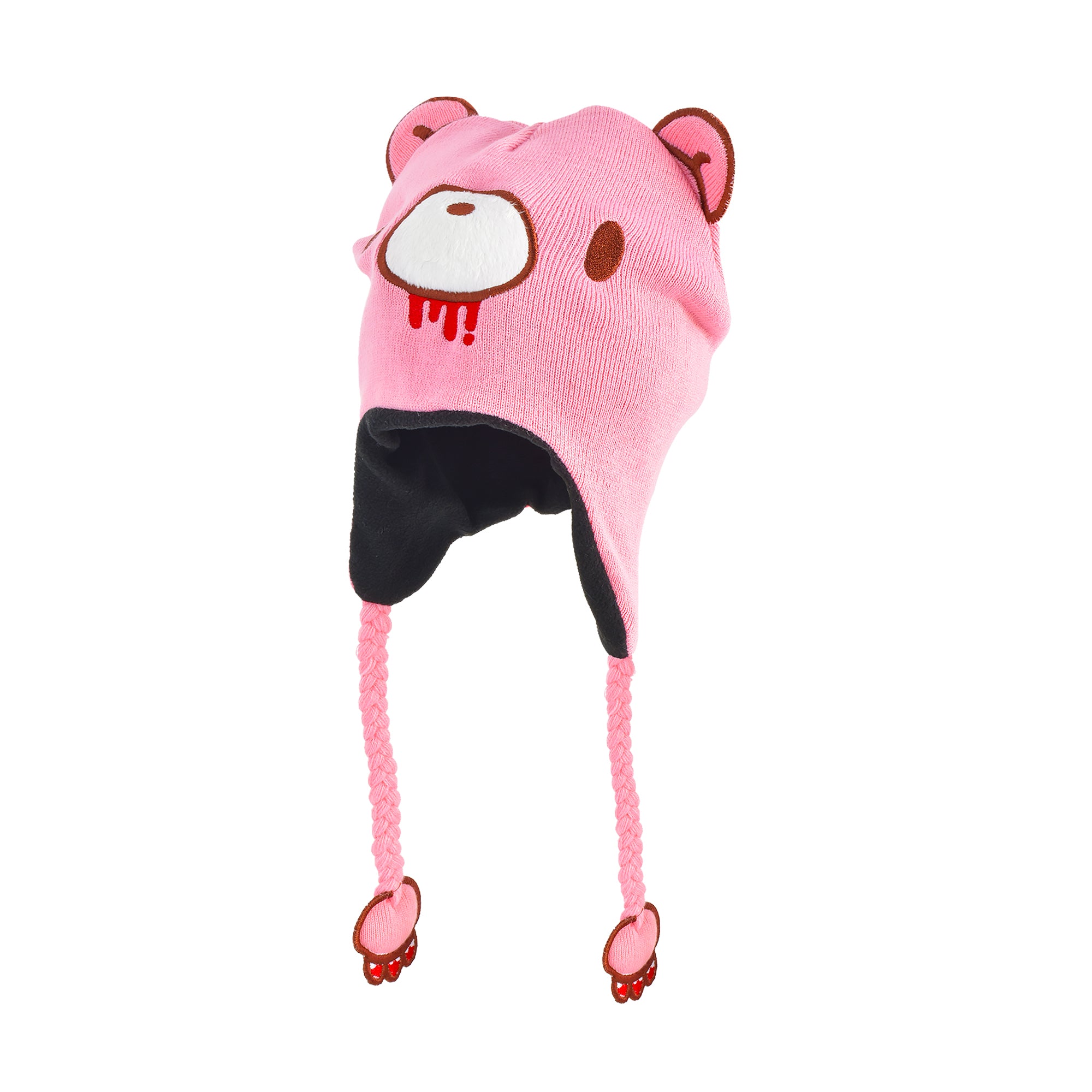 Concept One Gloomy Bear Beanie Hat, Peruvian Winter Knit Cap with 3D Ears and Tassels