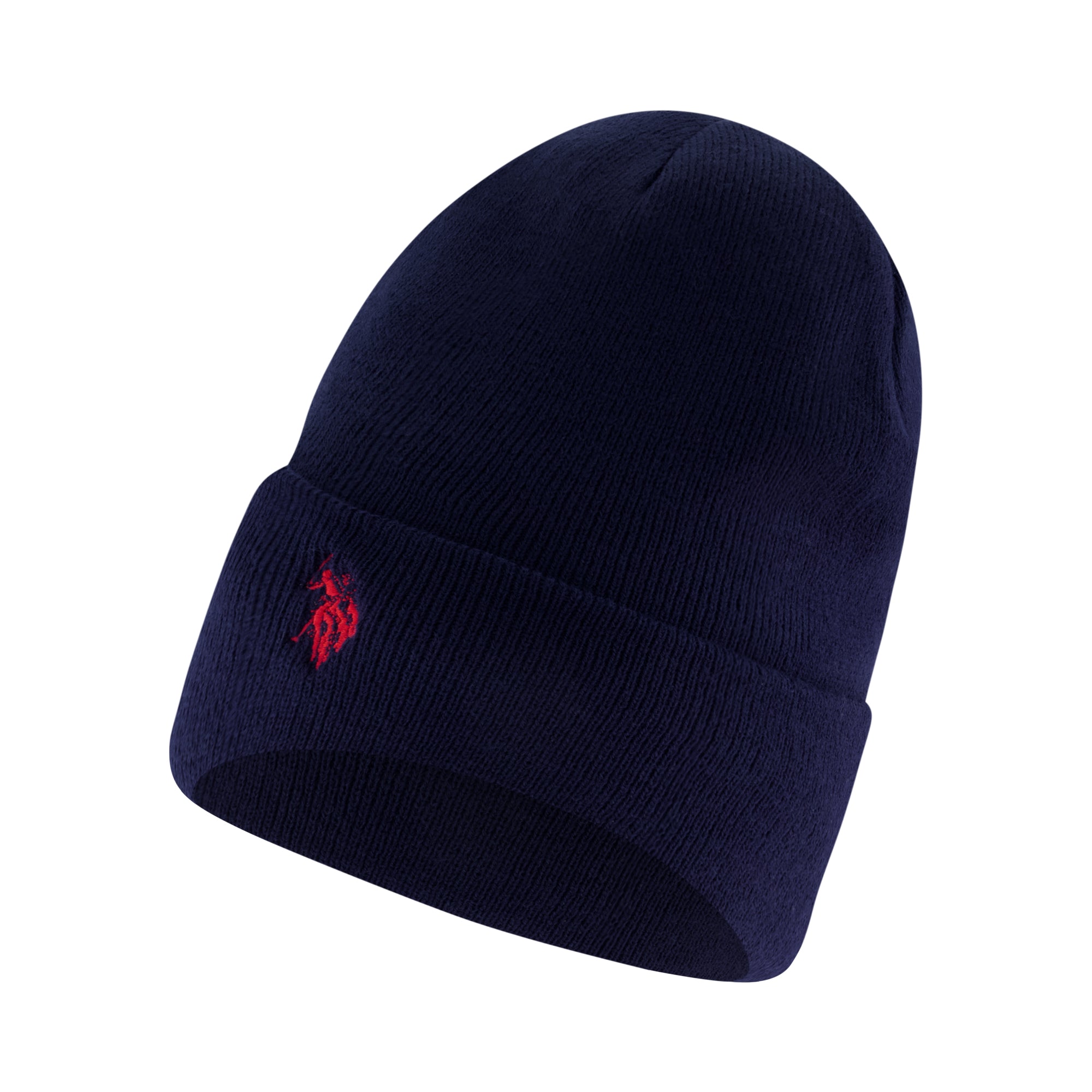 U.S. Polo Assn. Unisex-Adult Beanie Hat, Knit Winter Cap with Black Sherpa Lining