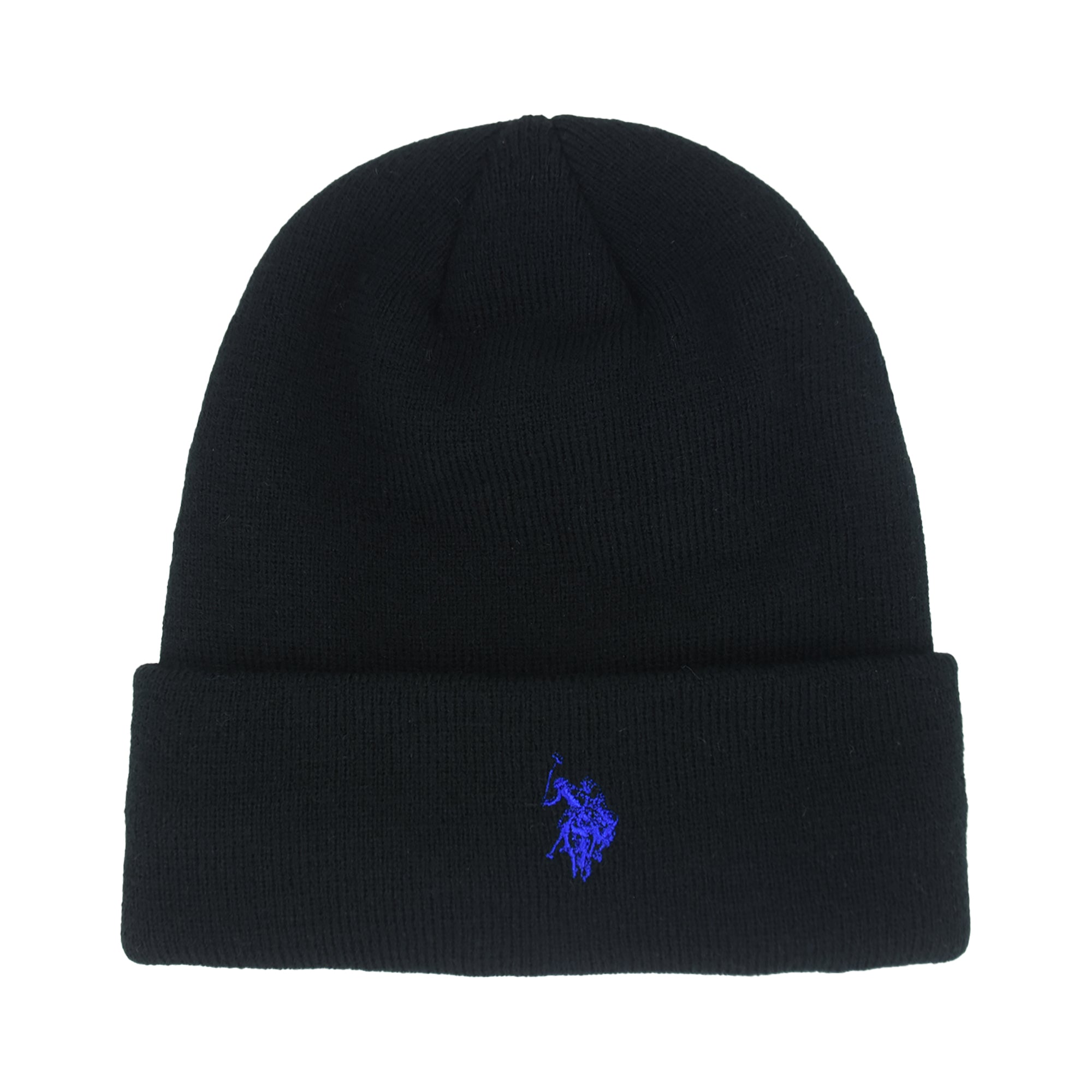 U.S. Polo Assn. Black Acrylic Wide Cuff Beanie with Sherpa Lining