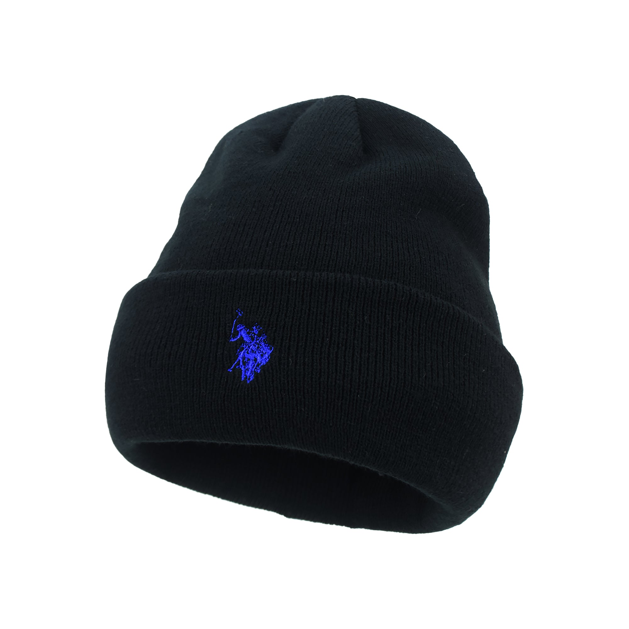 U.S. Polo Assn. Black Acrylic Wide Cuff Beanie with Sherpa Lining
