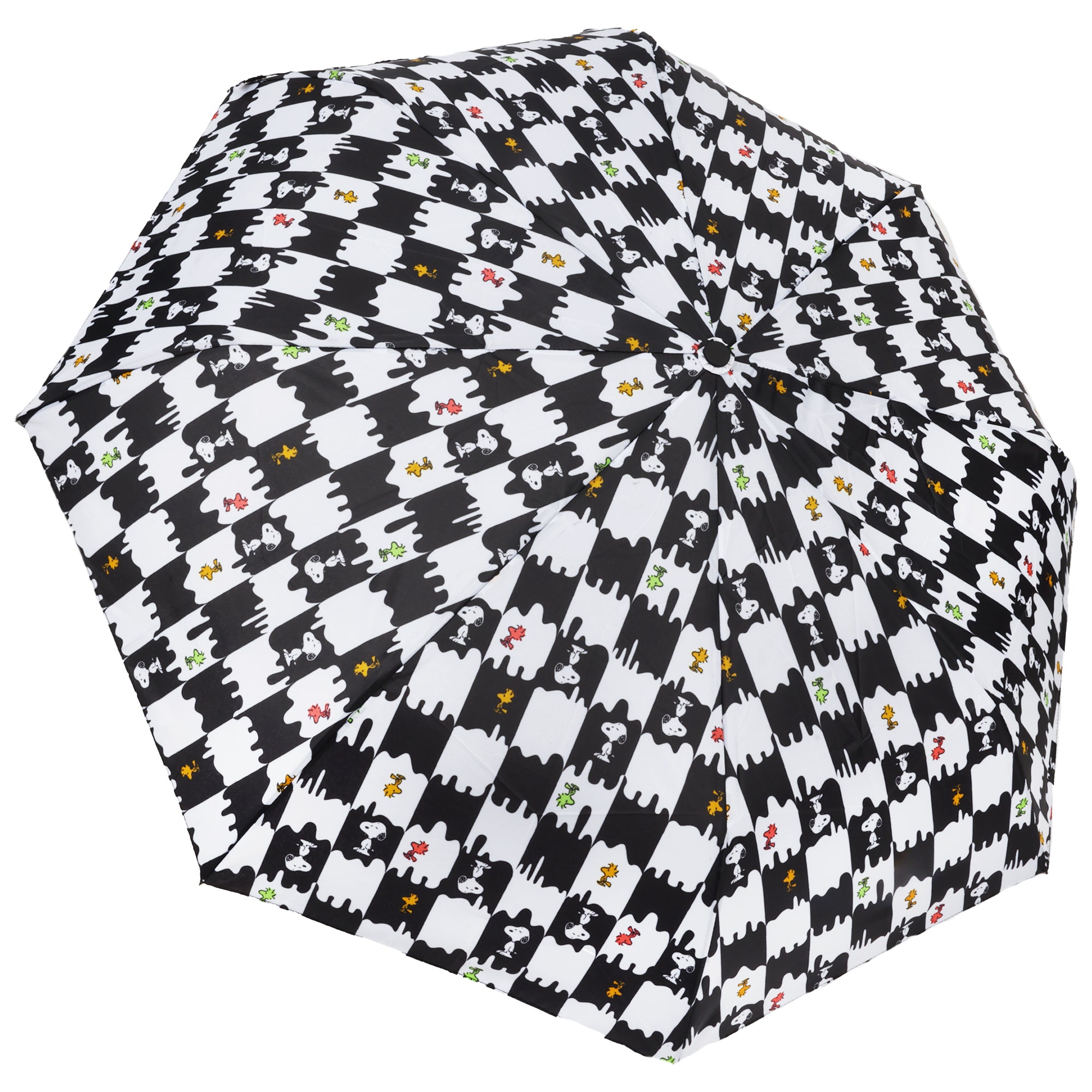 Peanuts Snoopy & Woodstock Checkerboard Automatic Umbrella – Black & White