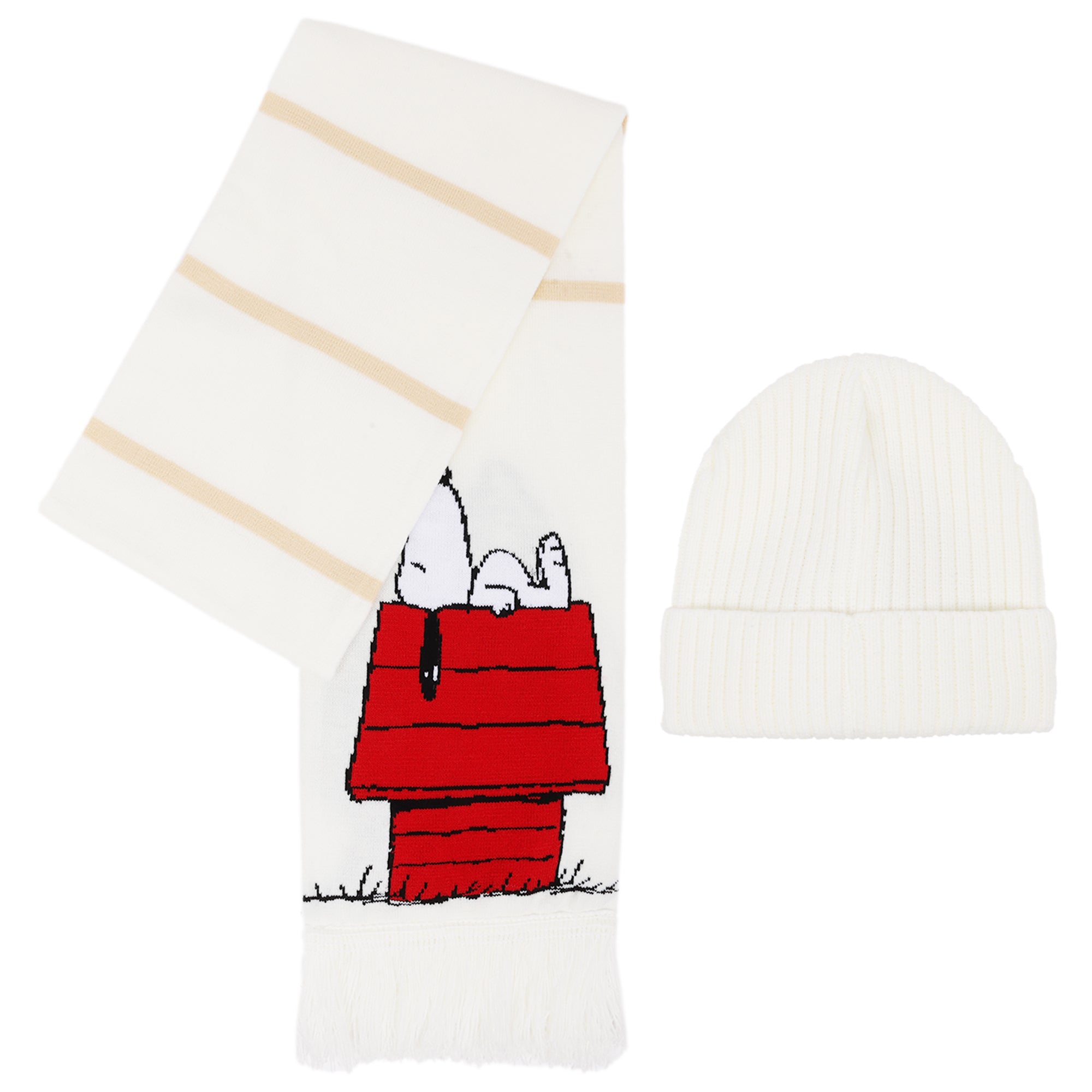 Peanuts Snoopy Red Doghouse Scarf and Beanie Set