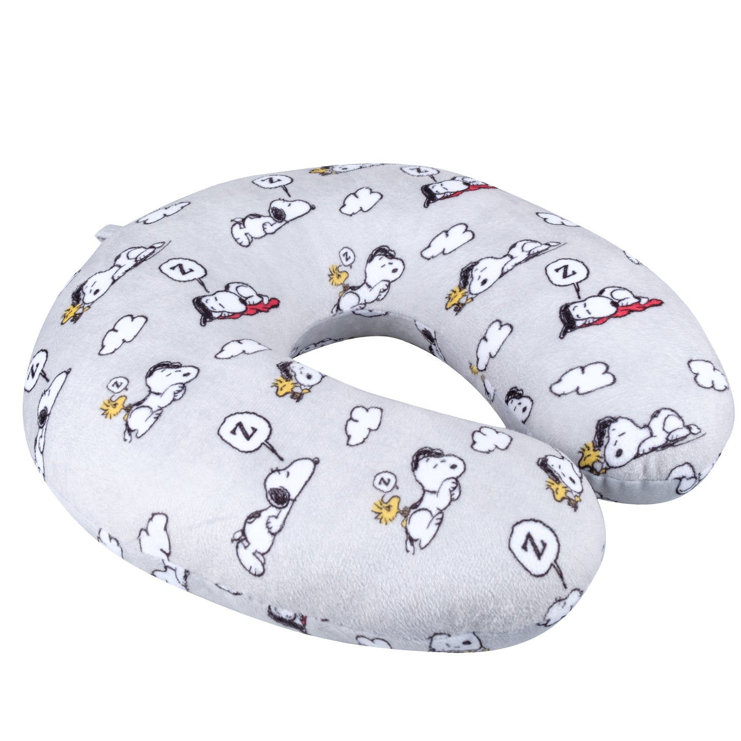 FUL Peanuts Snoopy and Woodstock Clouds Travel Neck Pillow, Grey
