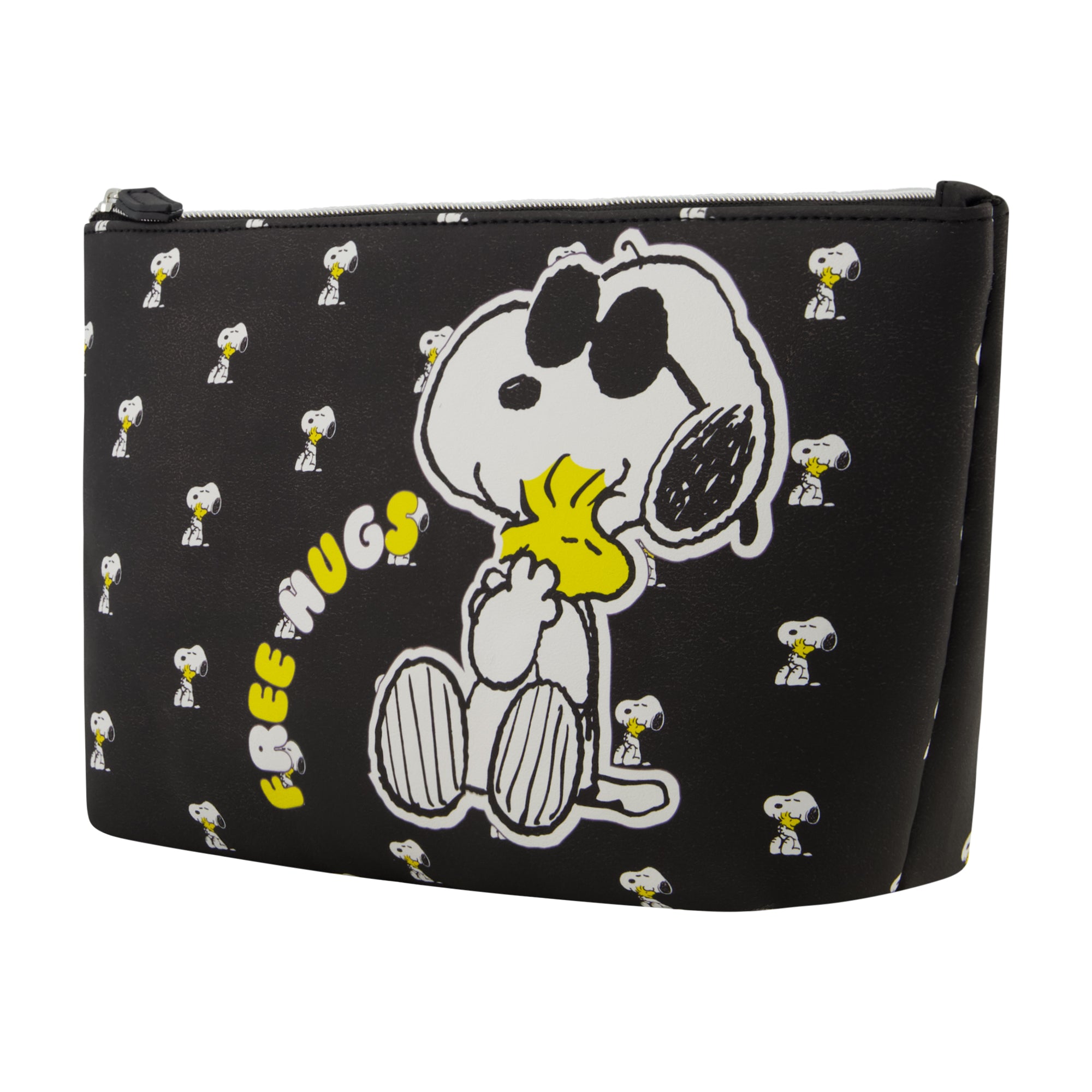 Peanuts Snoopy Women's Makeup Bag, Small Travel Cosmetic Zipper Pouch Organizer, Black