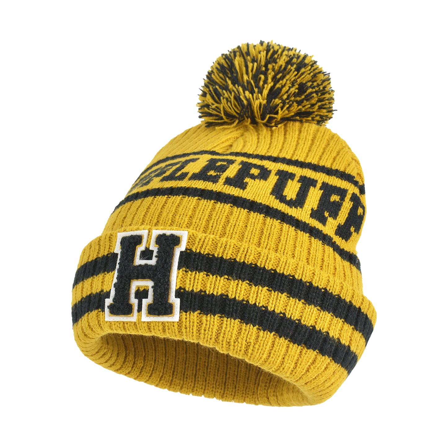 Harry Potter Hufflepuff Collegiate Pom Cuff Beanie,Yellow