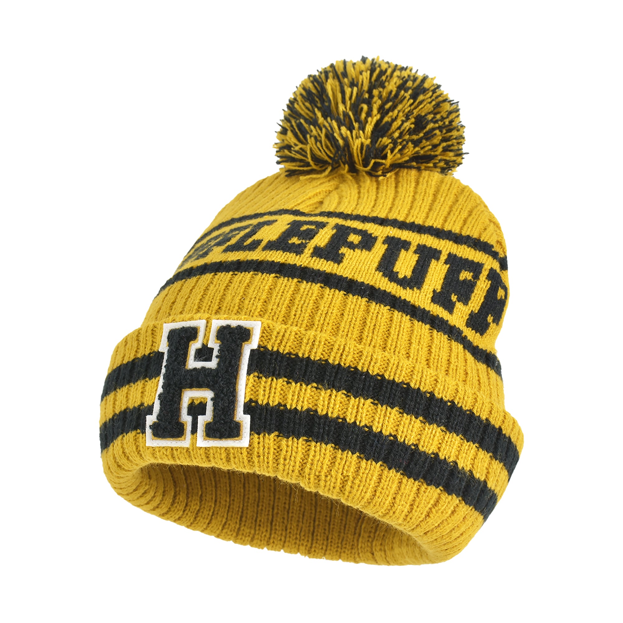 Harry Potter Hufflepuff Collegiate Pom Cuff Beanie,Yellow
