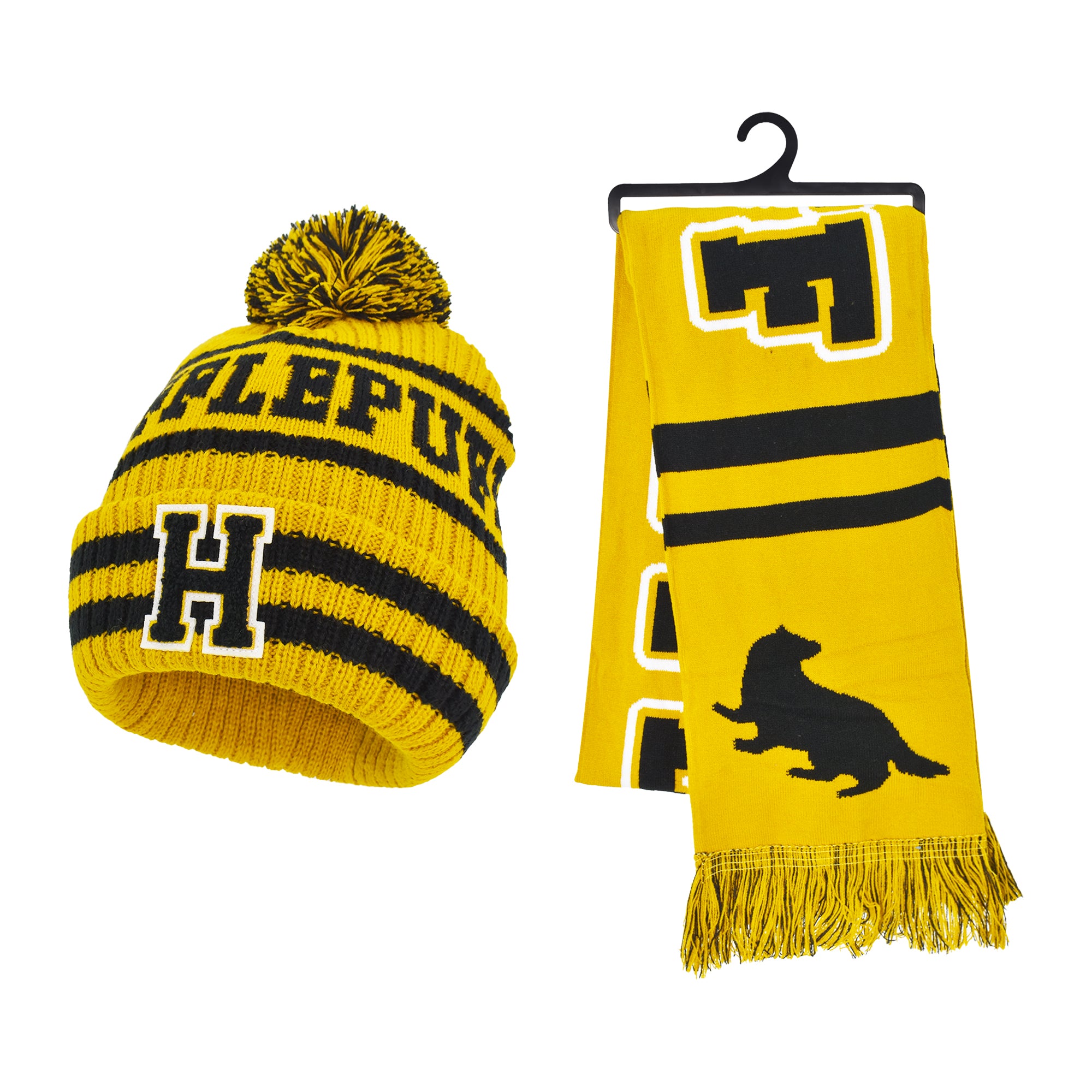 Concept One unisex-adult Harry Potter Beanie Hat and Scarf Set, Hogwarts Collegiate Winter Knit Cap With Cuff and Pom