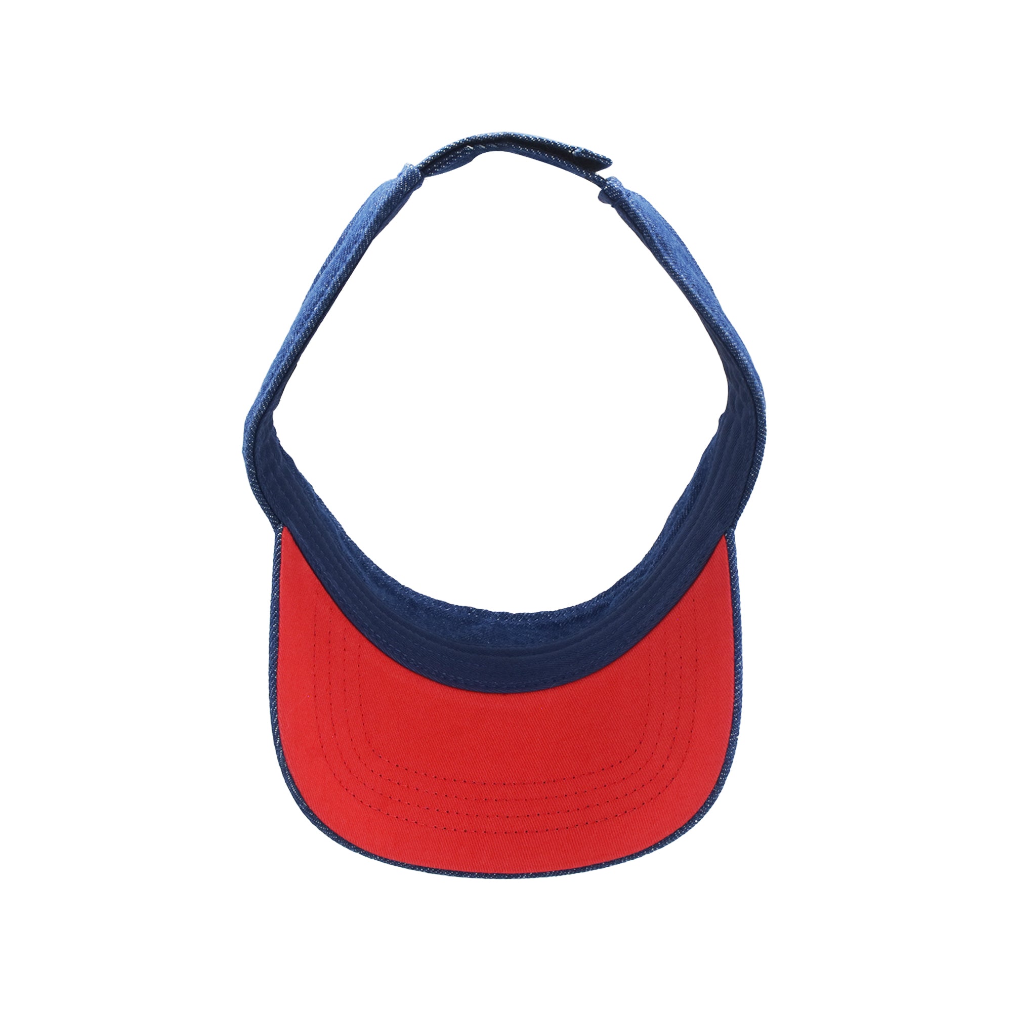 The Rolling Stones Women's Visor Hat, Lips Logo Adjustable Cotton Sun Cap with Curved Brim, Denim, One Size