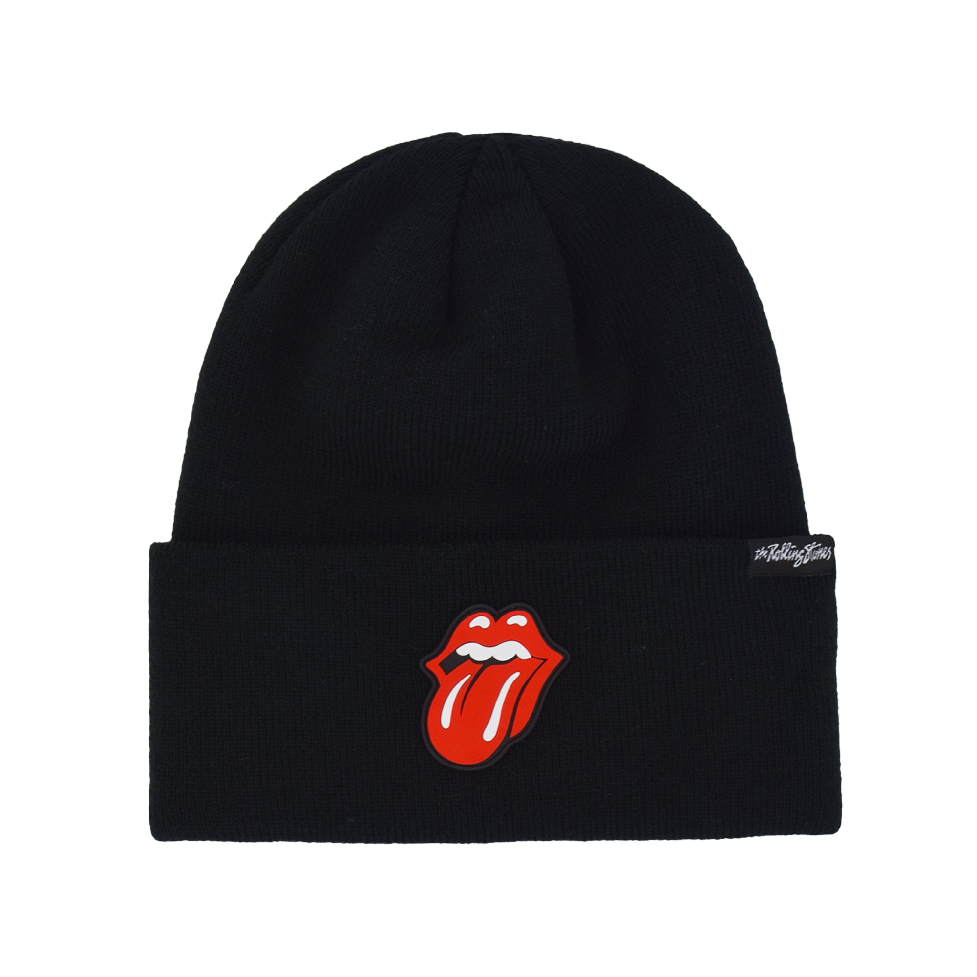 Concept One The Rolling Stones Beanie Hat, Winter Knit Cap with Jacquard Lips Logo and Cuff