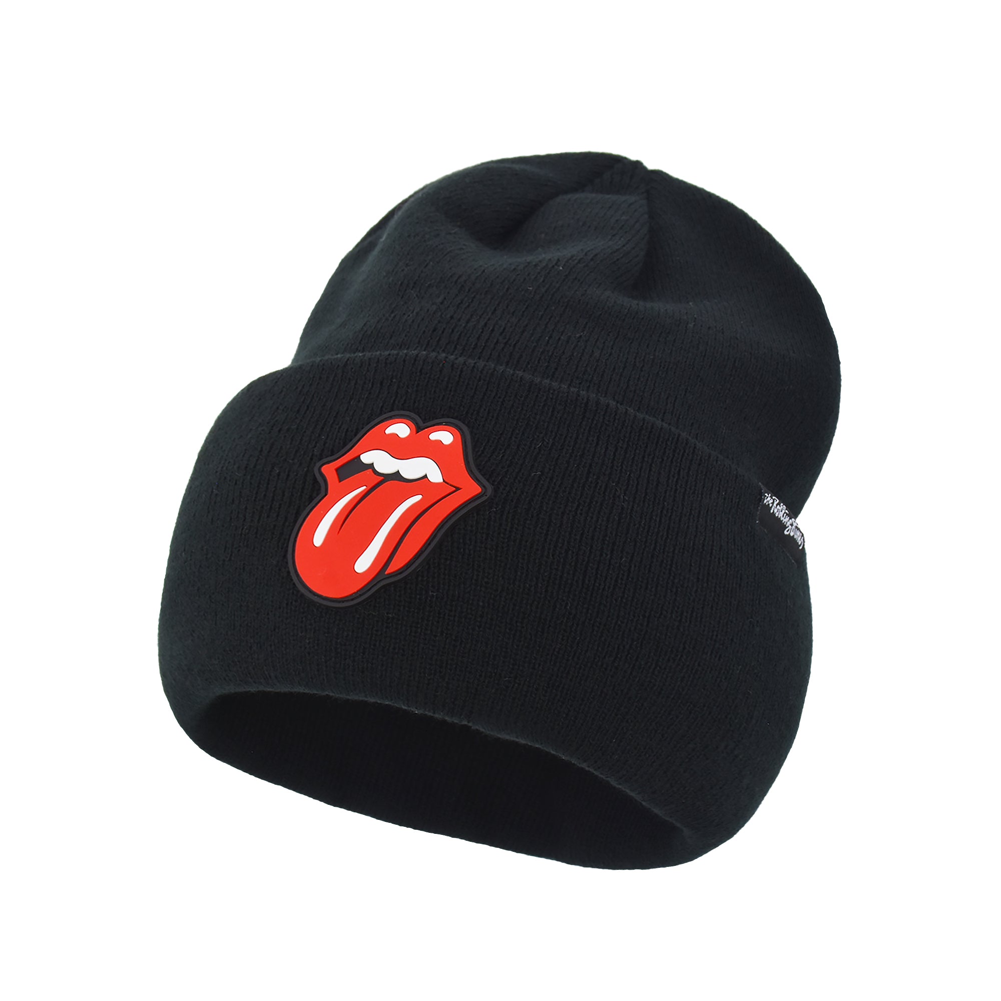 Concept One The Rolling Stones Beanie Hat, Winter Knit Cap with Jacquard Lips Logo and Cuff