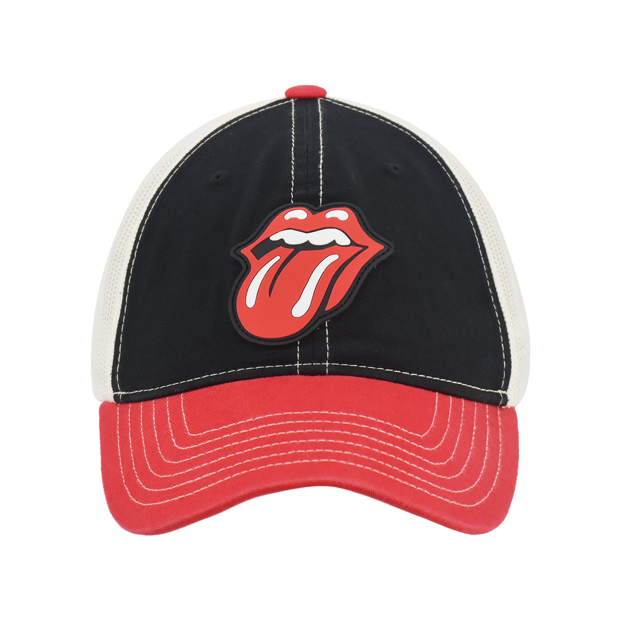 The Rolling Stones Men's Trucker Hat, Lips Logo Adjustable Snapback Baseball Cap with Curved Brim, Multi, One Size