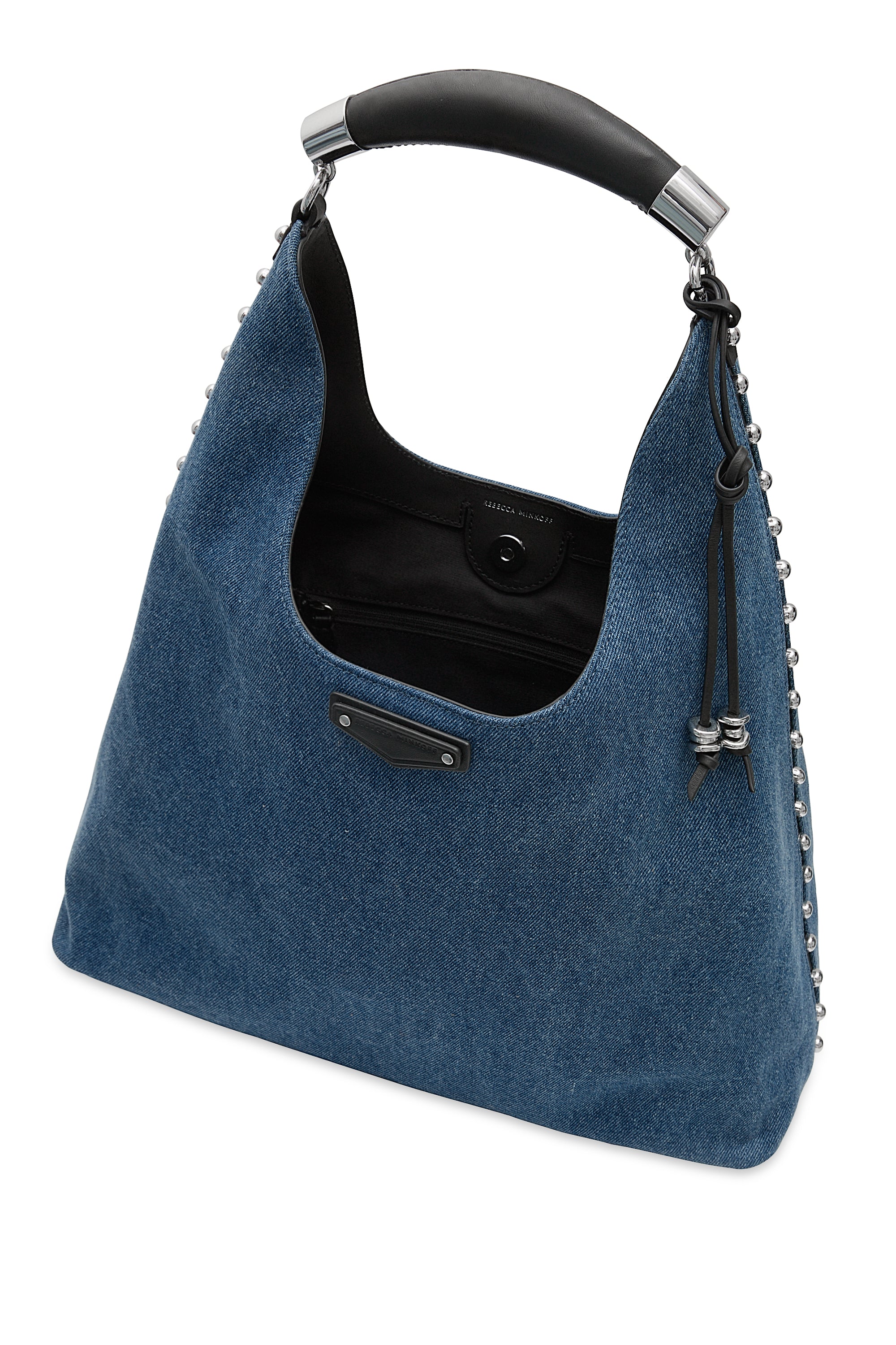 Rebecca Minkoff Nolita Denim Hobo Shoulder Bag with Studded Trim