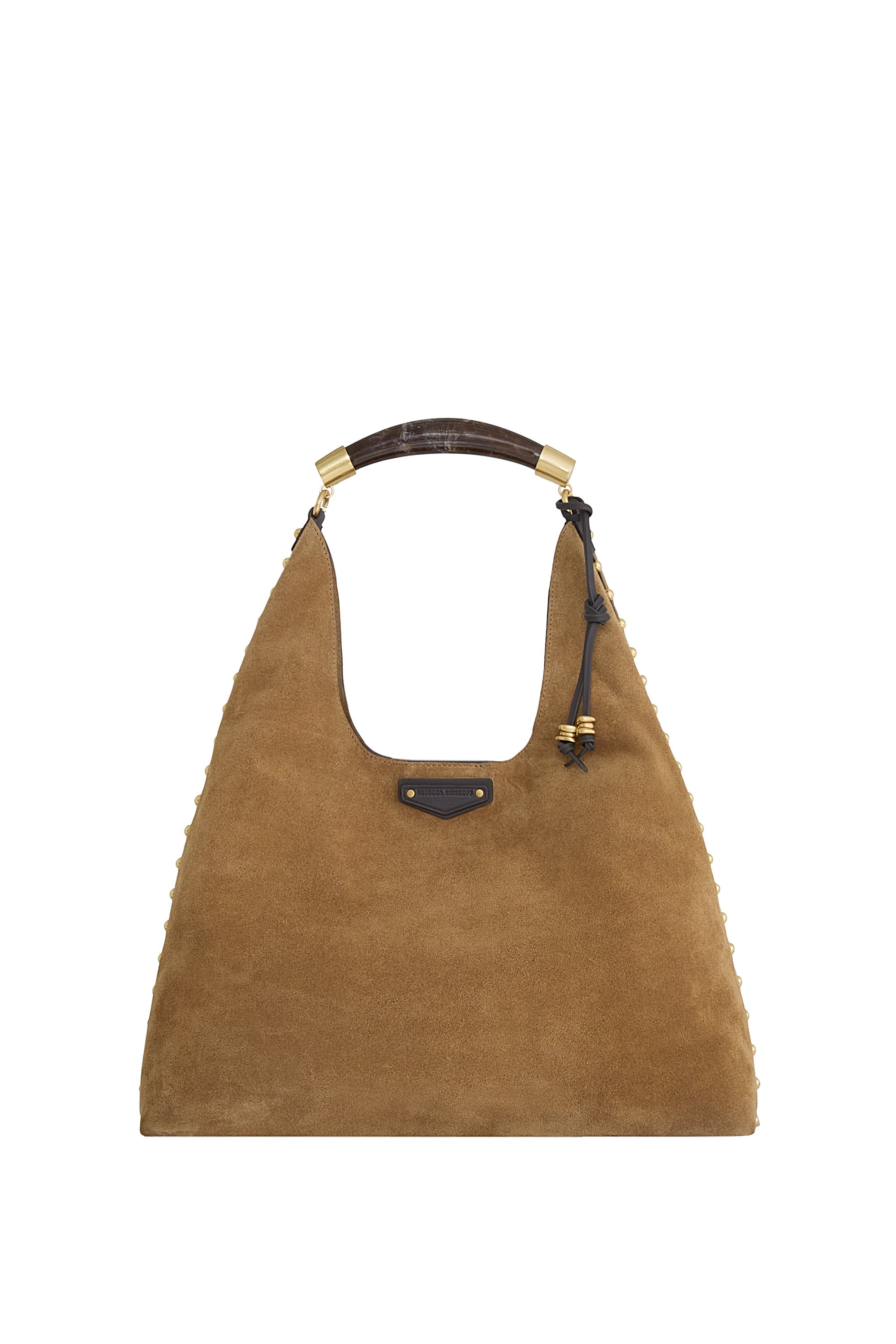 Rebecca Minkoff Nolita Hobo Suede Shoulder Bag with Studded Trim, Chestnut/Fondant