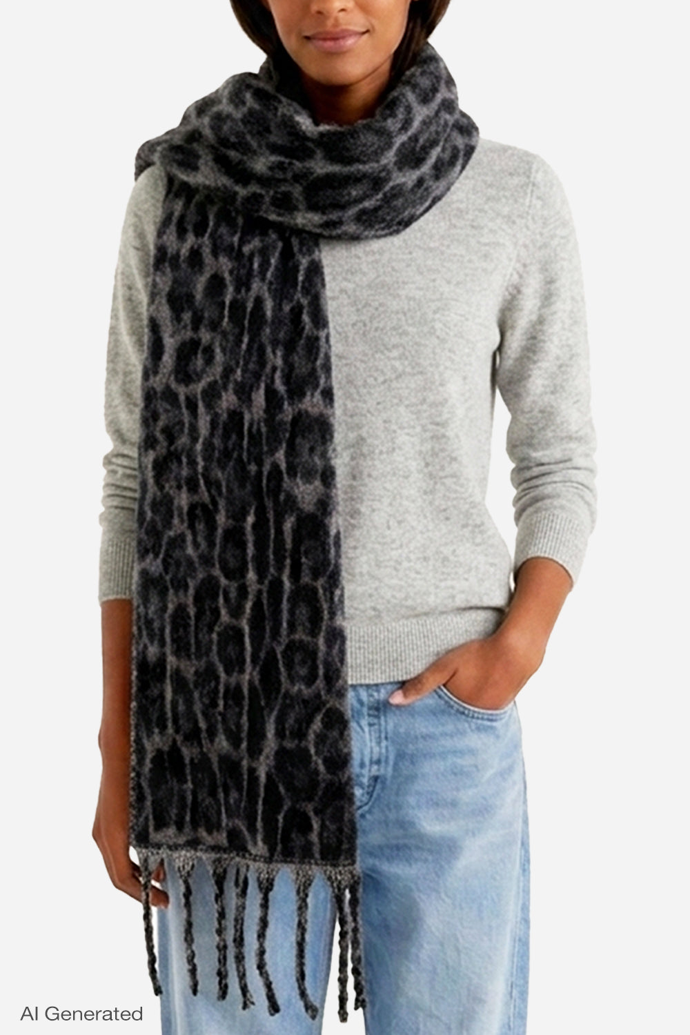 Rebecca Minkoff Brushed Woven Leopard Jacquard Scarf
