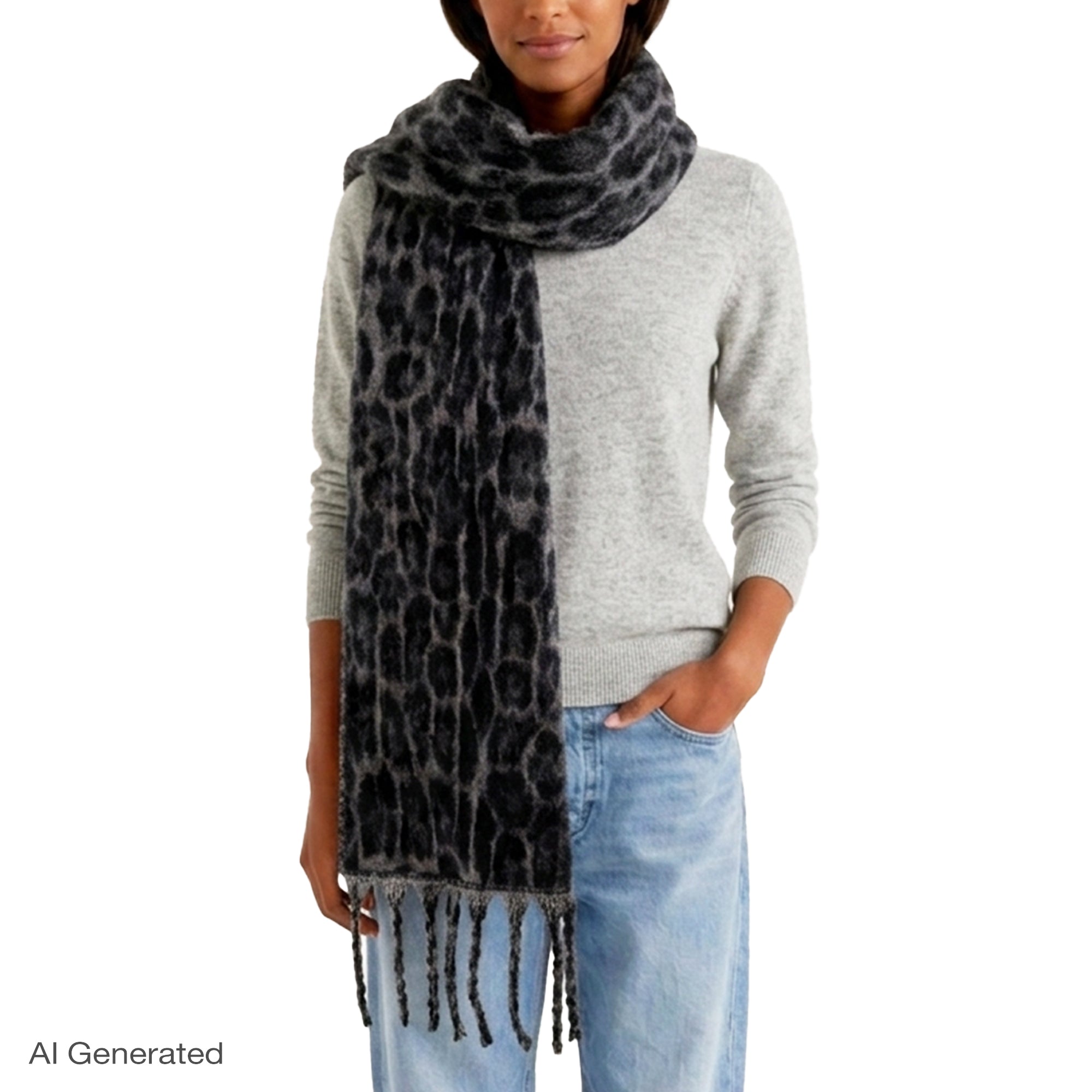 Rebecca Minkoff Brushed Woven Leopard Jacquard Scarf