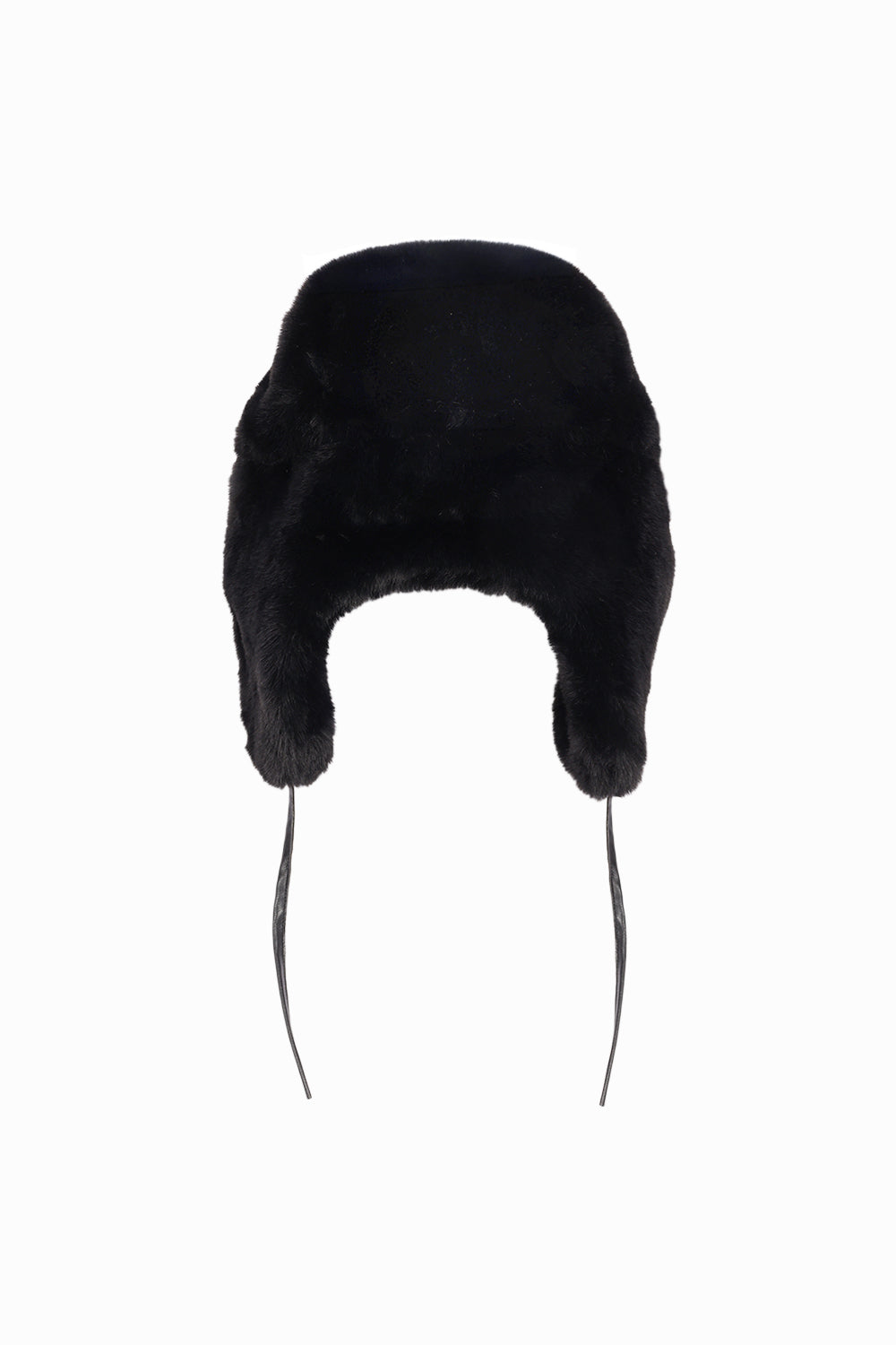 Rebecca Minkoff Faux Fur Trapper Hat with Polyurethane Ties Black