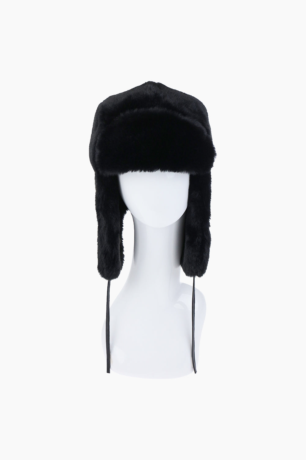 Rebecca Minkoff Faux Fur Trapper Hat with Polyurethane Ties Black
