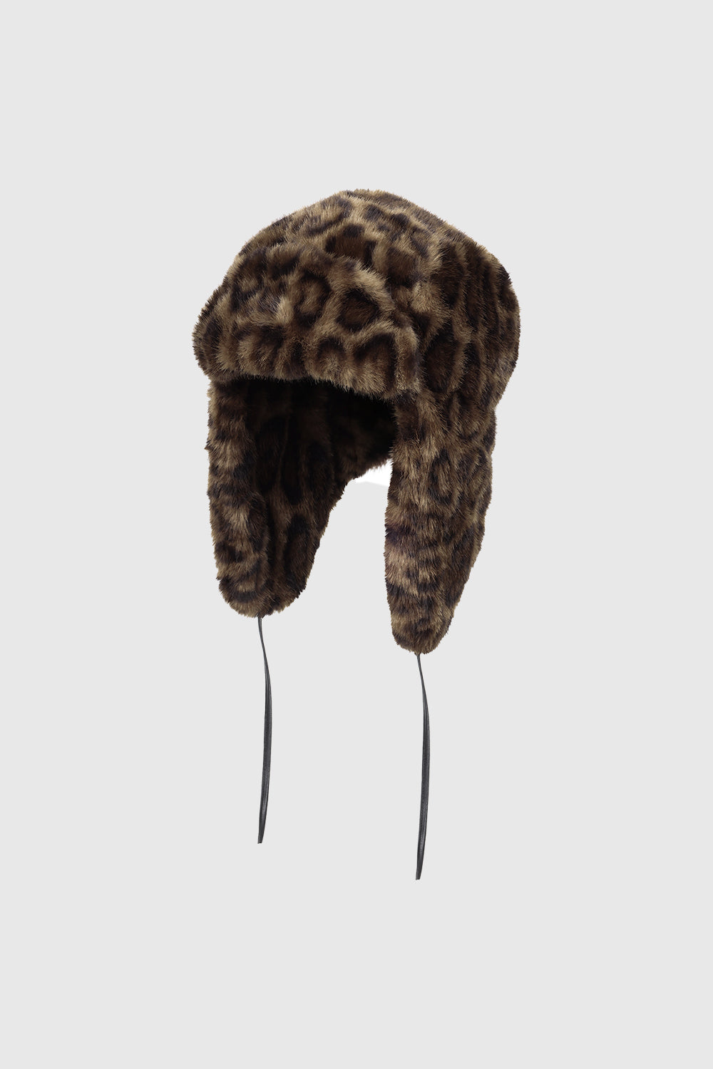Rebecca Minkoff Faux Fur Trapper Hat with Polyurethane Ties Leopard