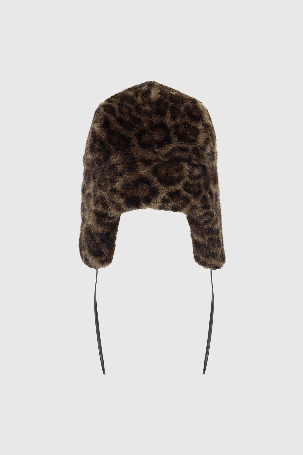 Rebecca Minkoff Faux Fur Trapper Hat with Polyurethane Ties Leopard
