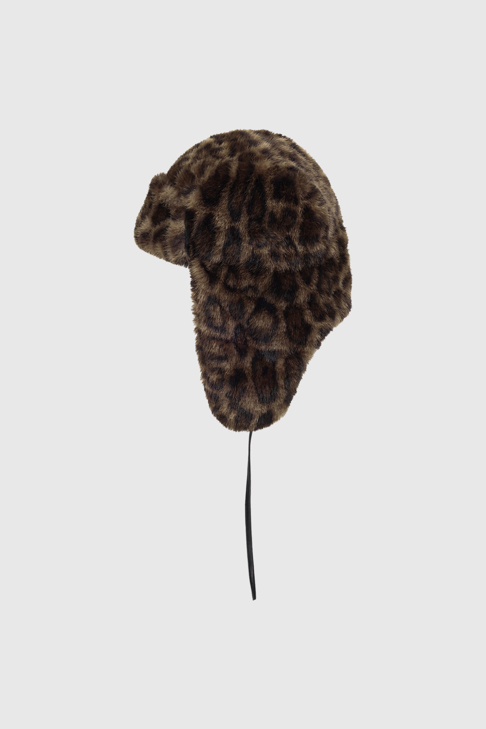 Rebecca Minkoff Faux Fur Trapper Hat with Polyurethane Ties Leopard