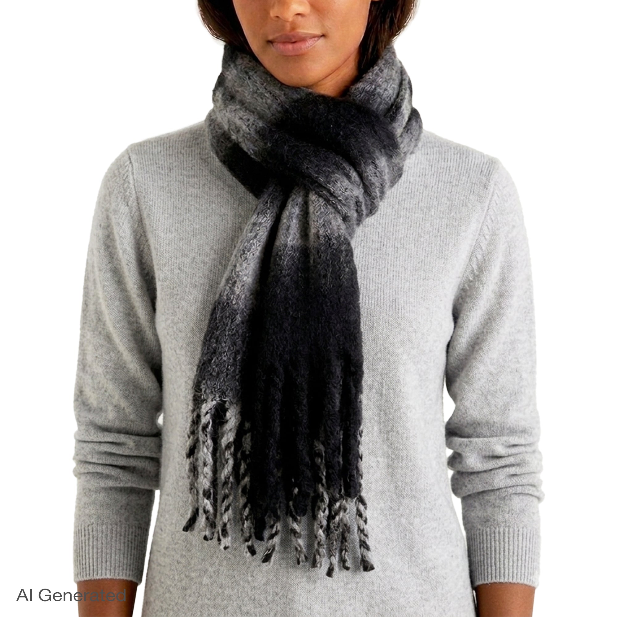 Rebecca Minkoff Brushed Acrylic Striped Blanket Scarf with Fringe