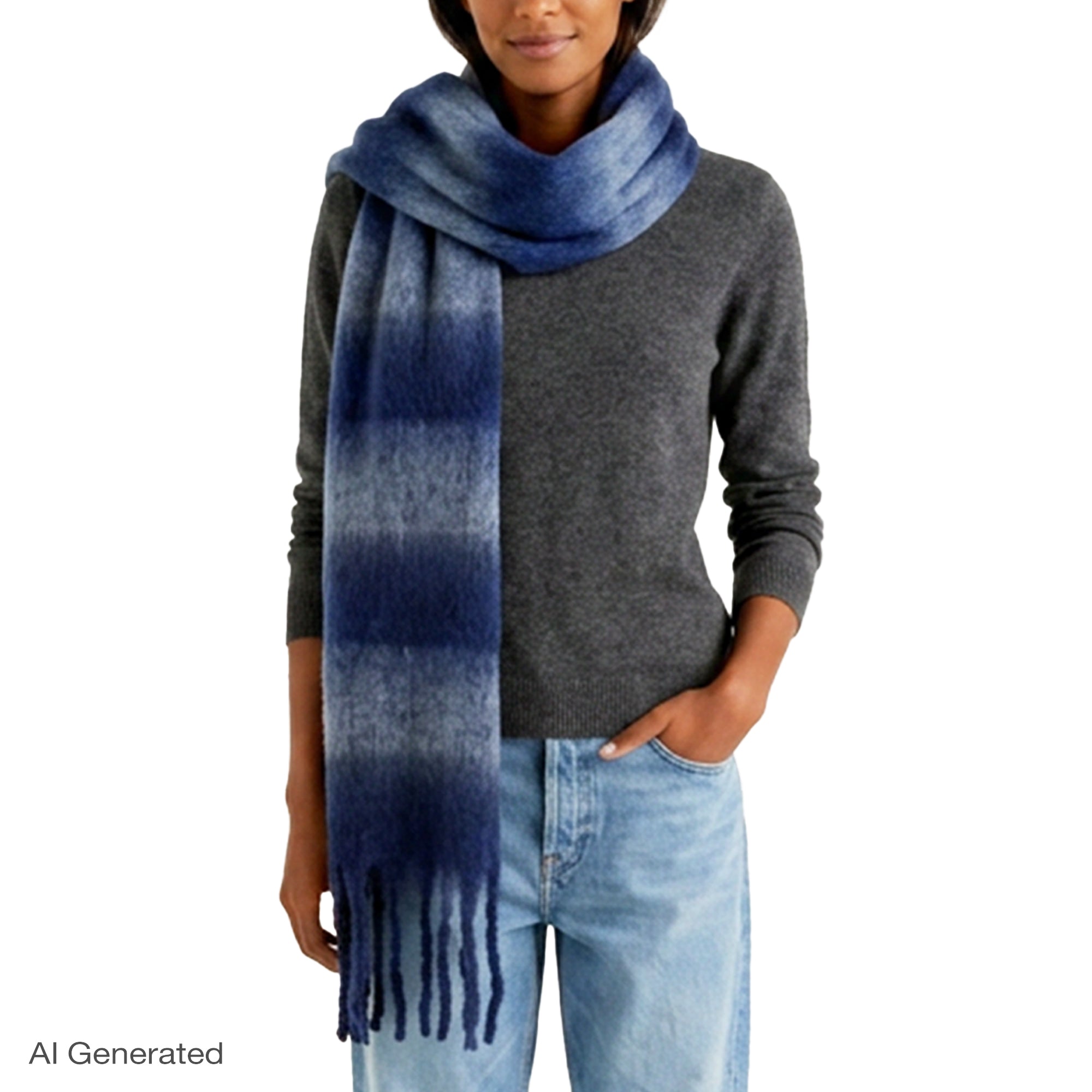Rebecca Minkoff Brushed Acrylic Striped Blanket Scarf with Fringe