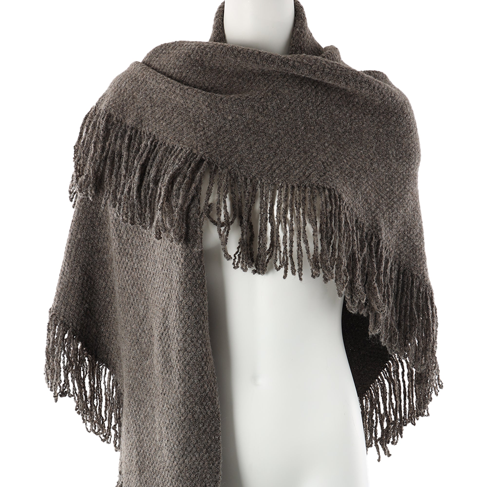 Rebecca Minkoff Knitted Triangle Scarf Wrap with Fringe