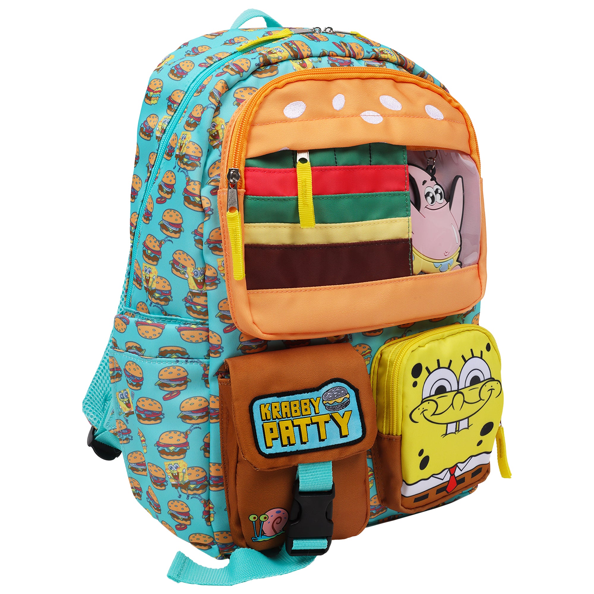 SpongeBob SquarePants Krabby Patty Peekaboo Backpack with Character Pockets