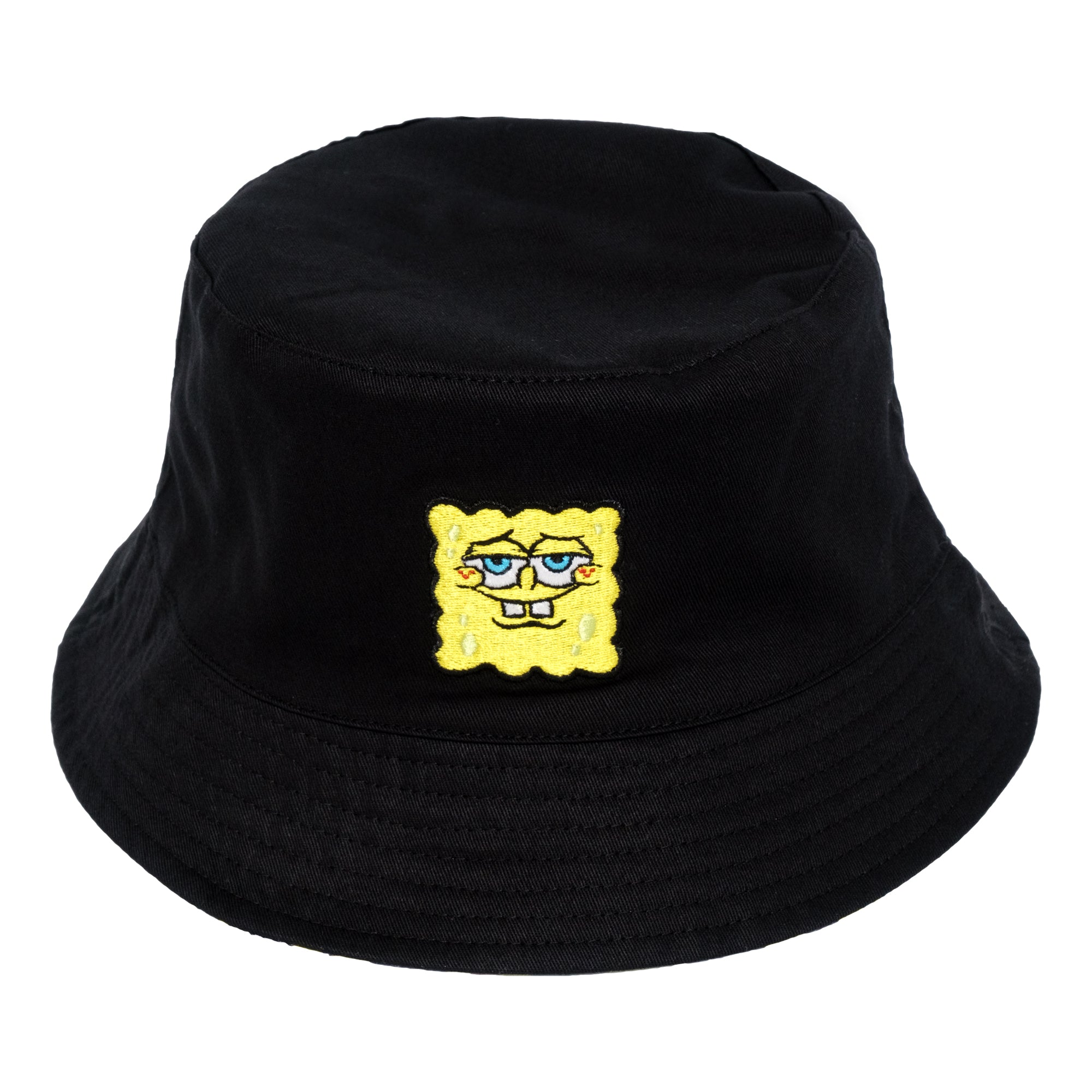 Spongebob Squarepants Bucket Hat, Packable Travel Hat, Reversible Wide Brim Summer Cap, Black and Yellow, One Size
