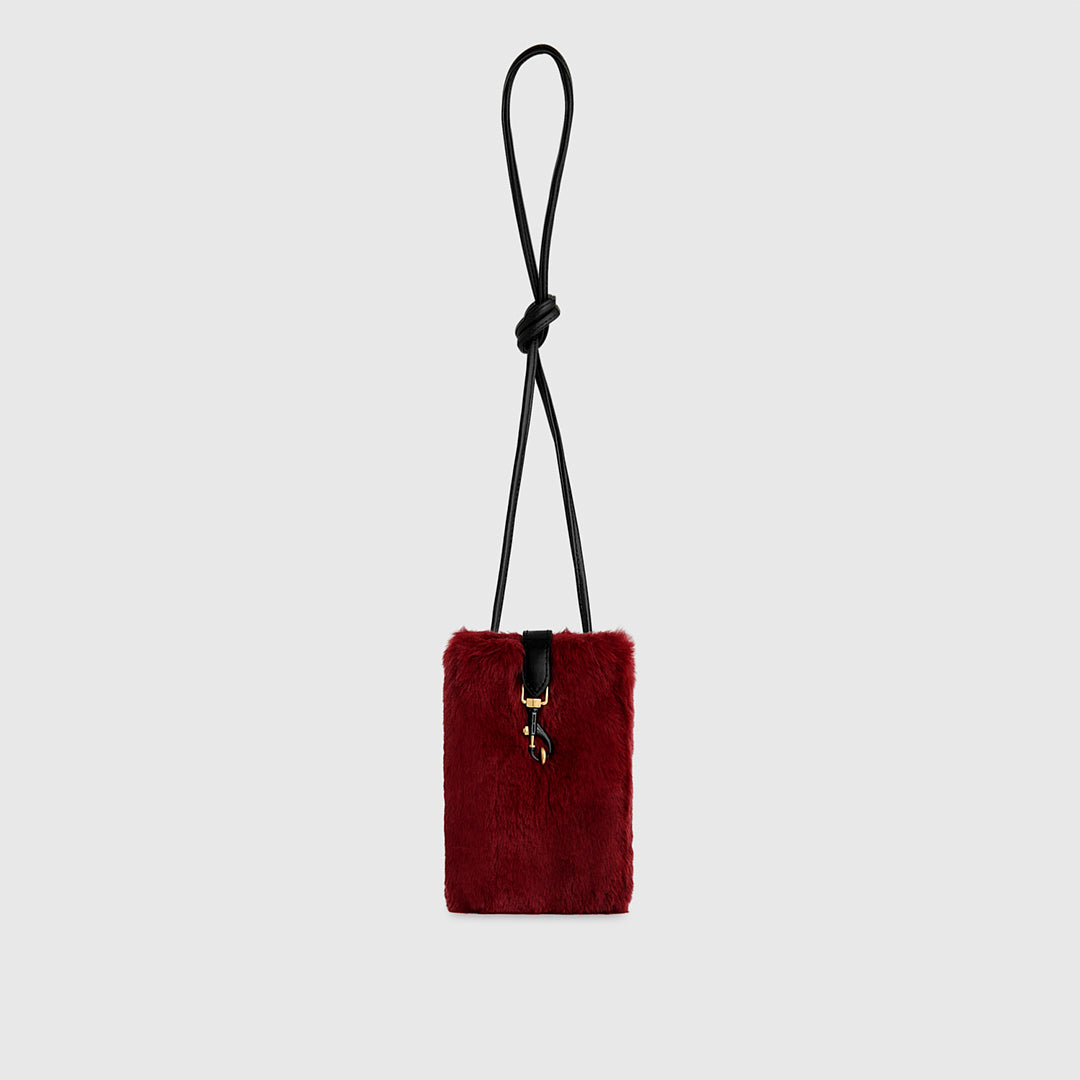 Rebecca Minkoff Fur Phone Crossbody Maraschino