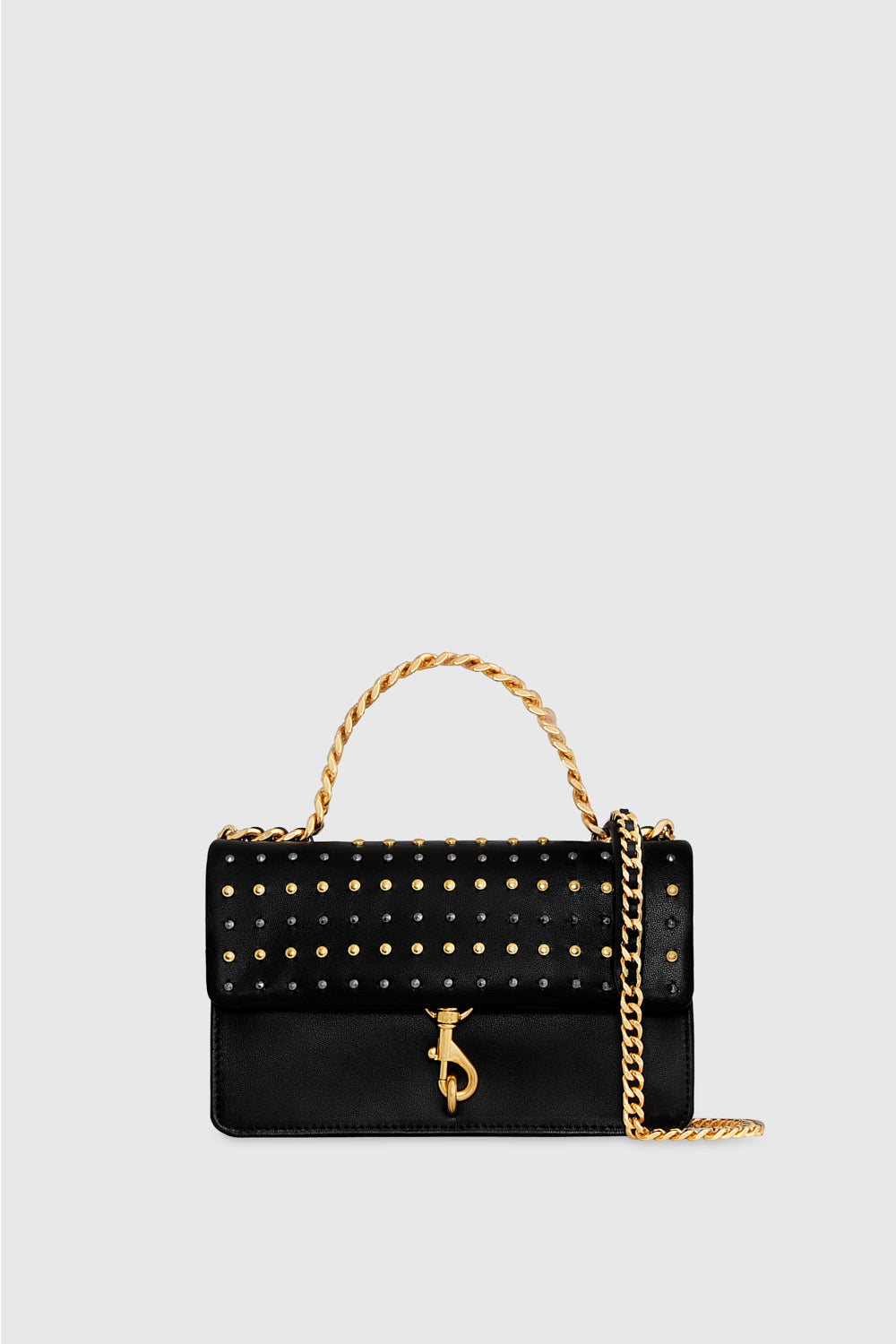 Rebecca Minkoff Edie Studded Mini Crossbody On A Chain Black