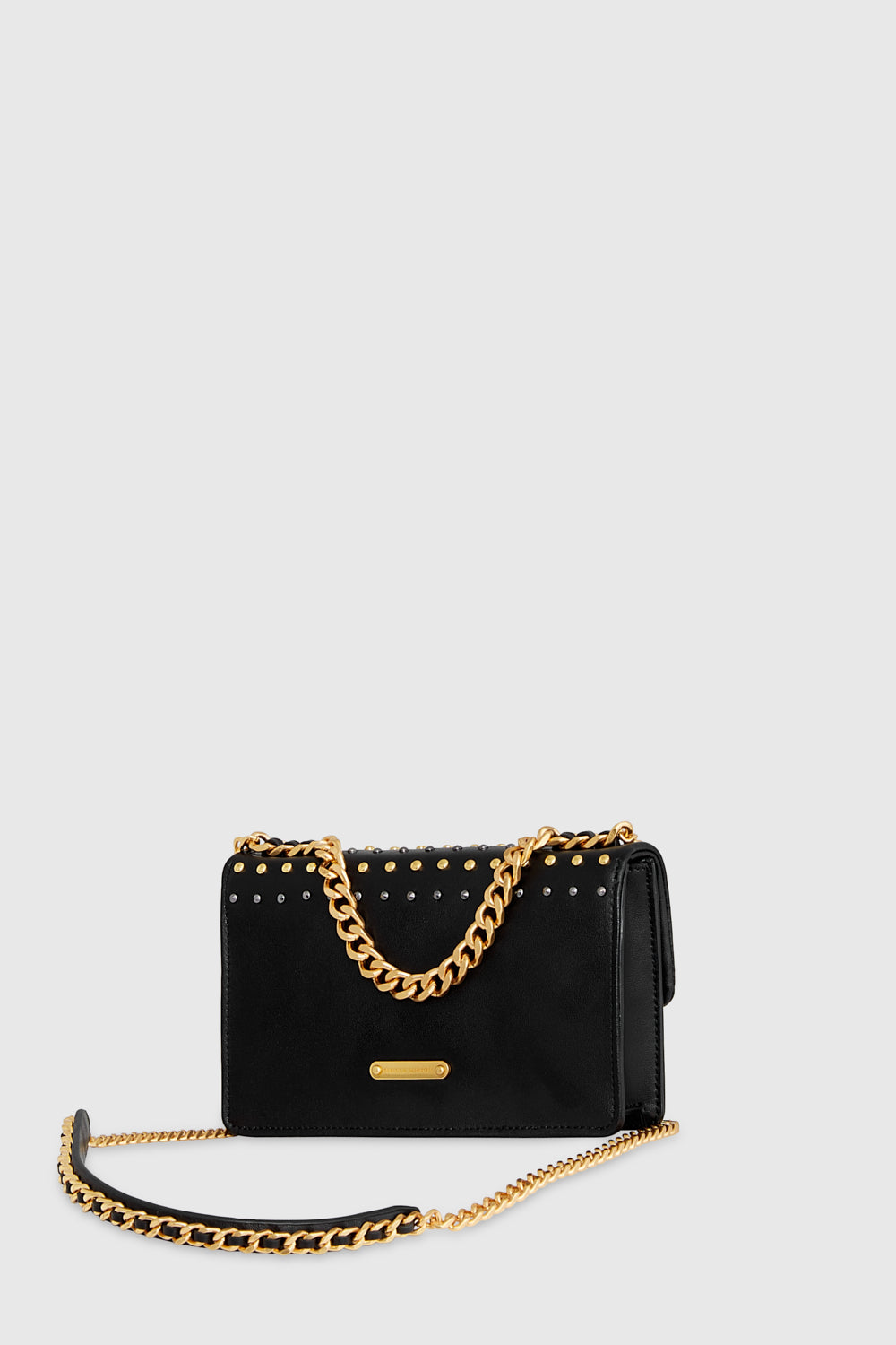 Rebecca Minkoff Edie Studded Mini Crossbody On A Chain Black