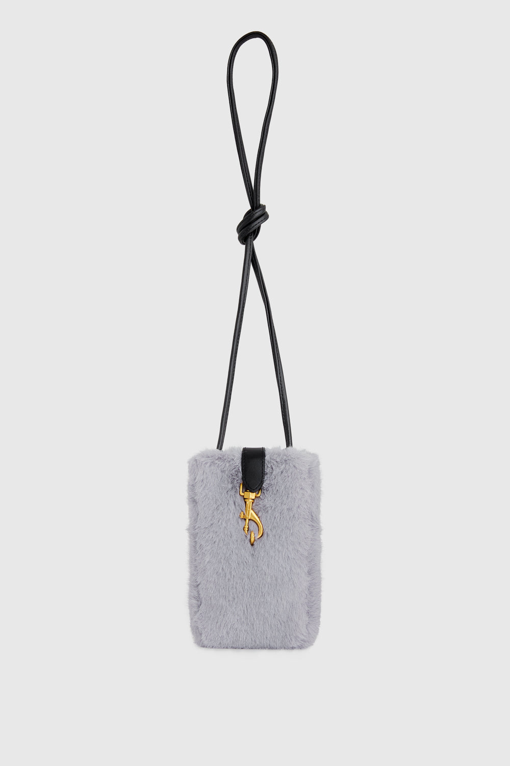 Rebecca Minkoff Fur Phone Crossbody Light Grey