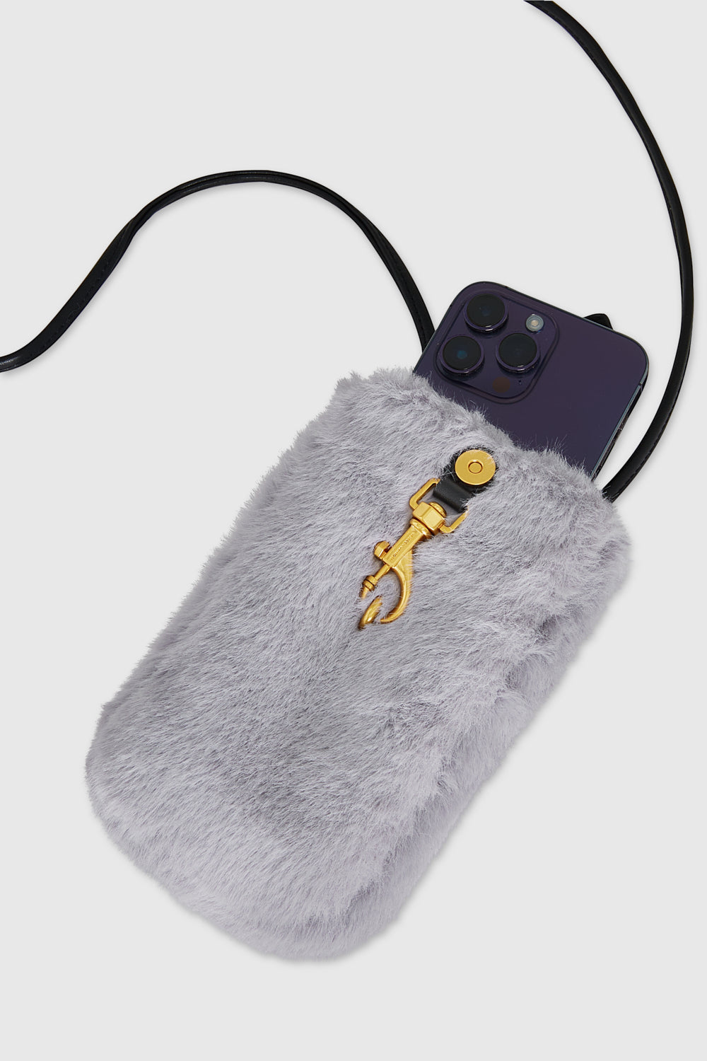Rebecca Minkoff Fur Phone Crossbody Light Grey