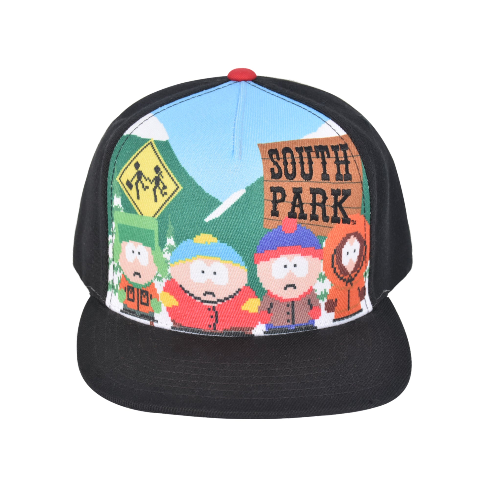 South Park All-Over Print Character Scene Flat Brim Snapback Hat