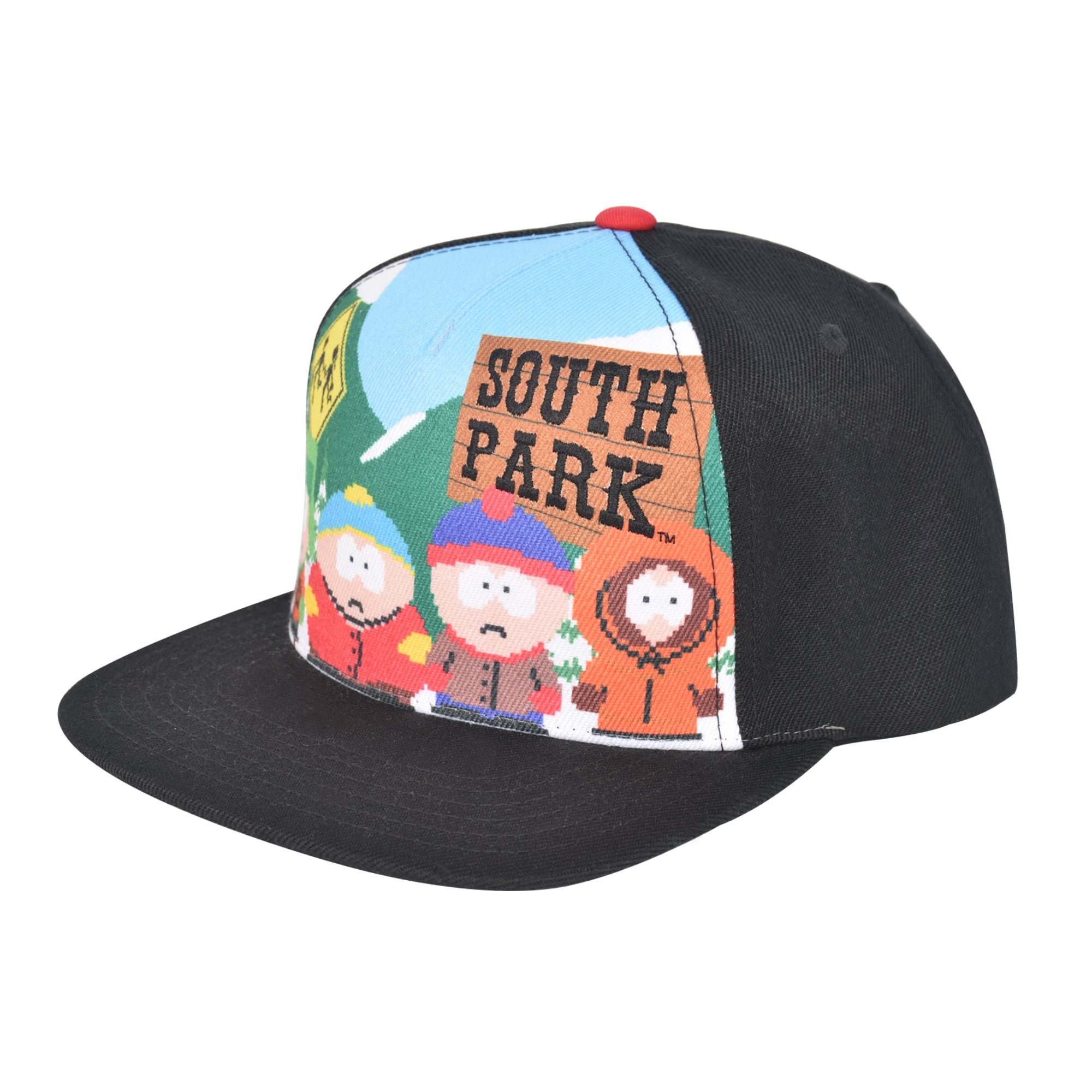 South Park All-Over Print Character Scene Flat Brim Snapback Hat
