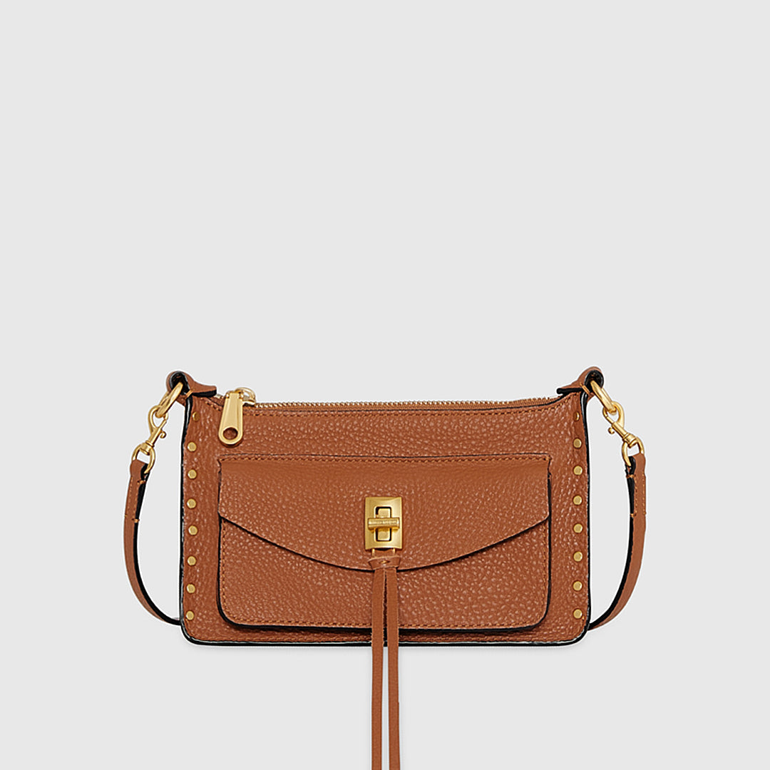 Rebecca Minkoff Darren Mini Top Zip Crossbody Caramello
