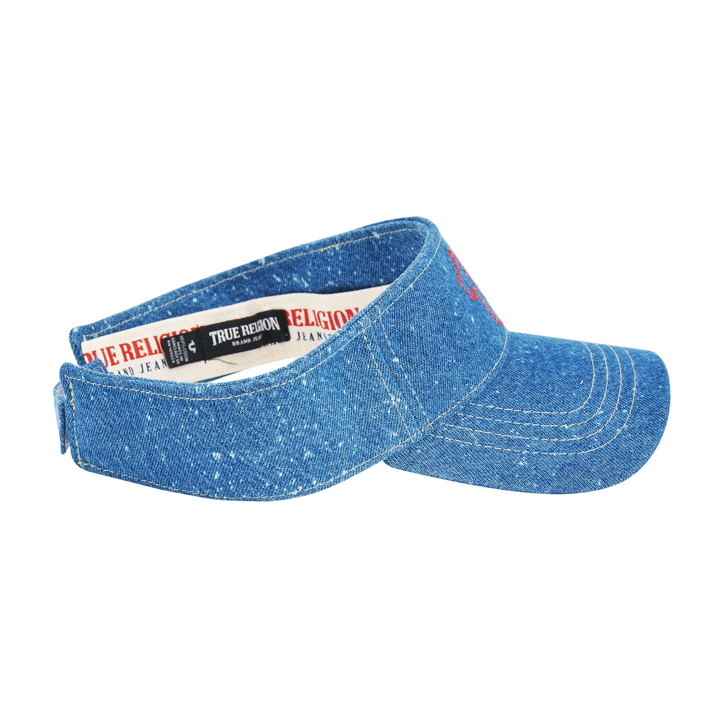 True Religion Hat, Cotton Denim Sun Visor Cap with Horseshoe Logo
