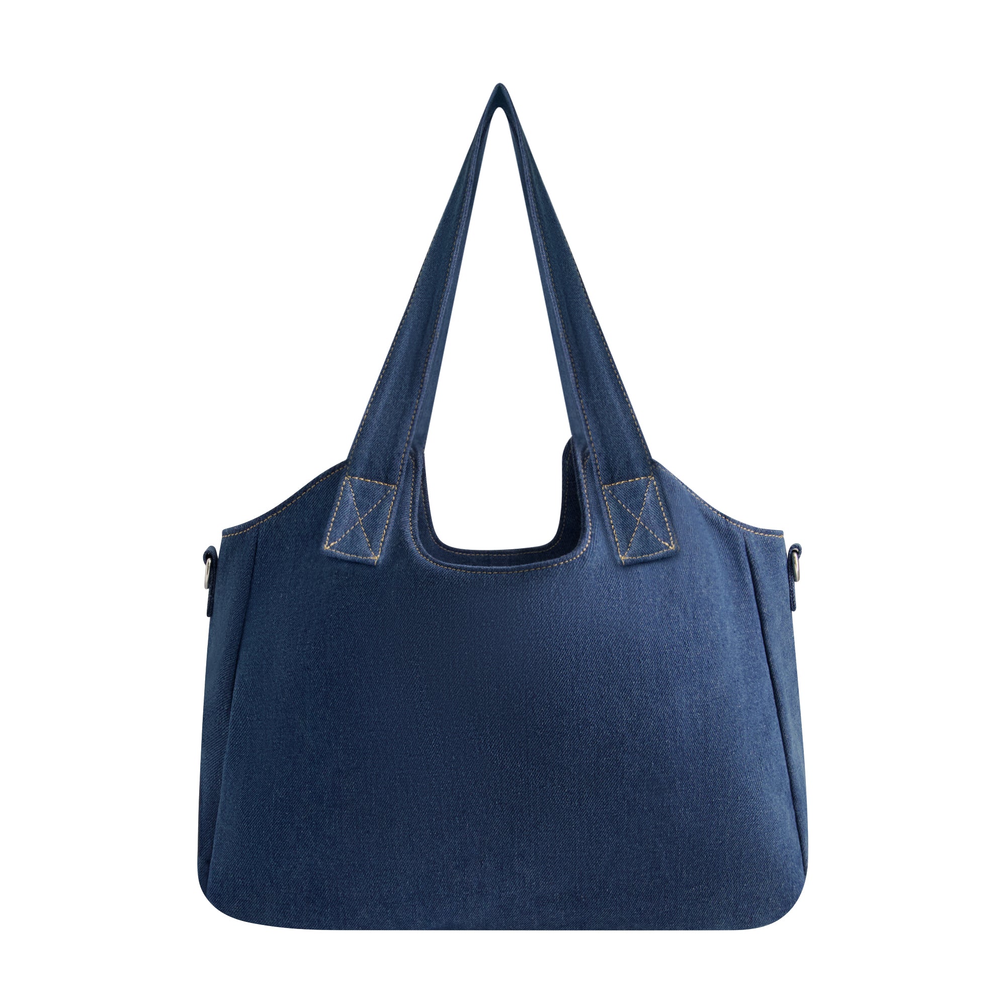 True Religion Horseshoe Stitch Denim Satchel, Medium Blu