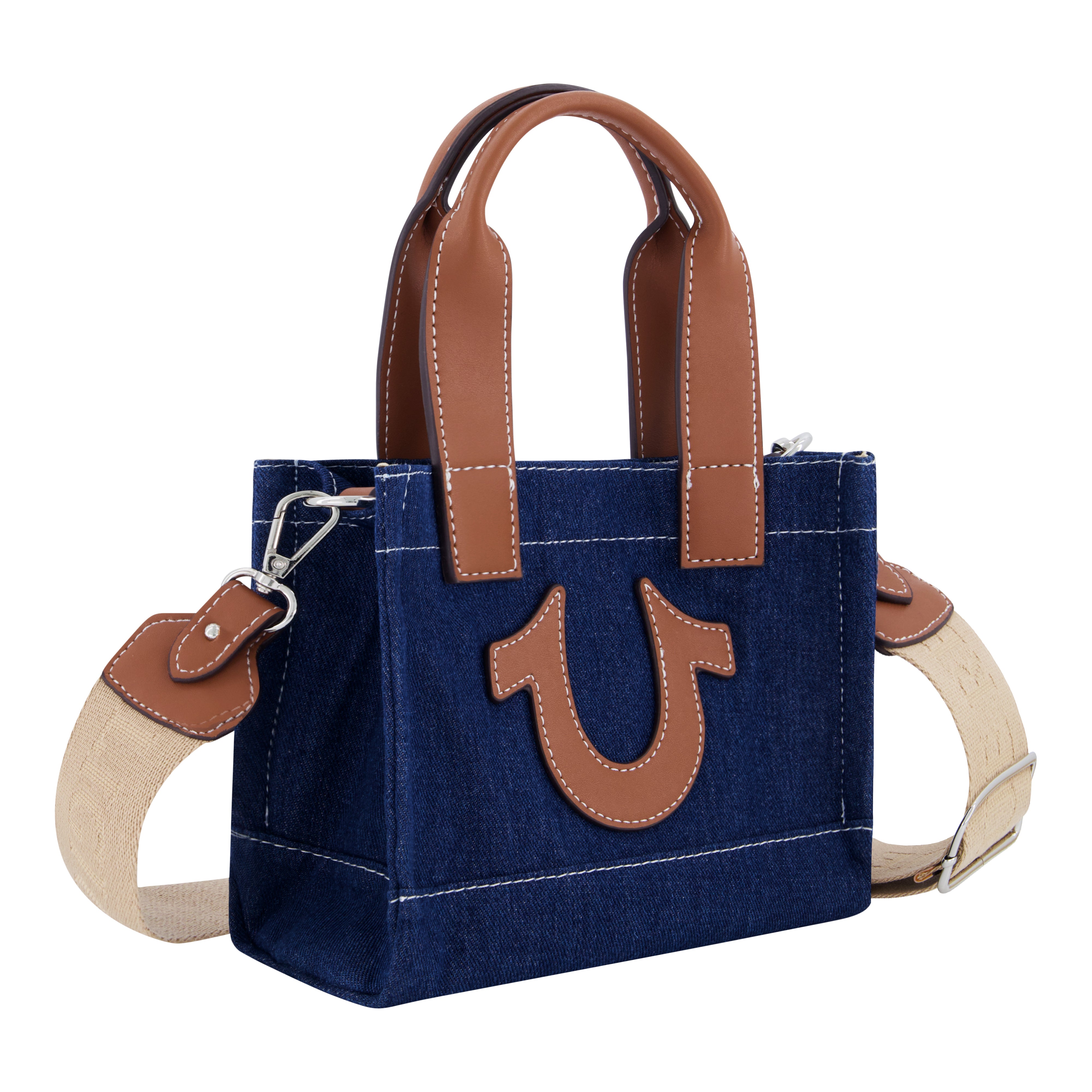 True Religion Mini Denim Tote, Dark Denim