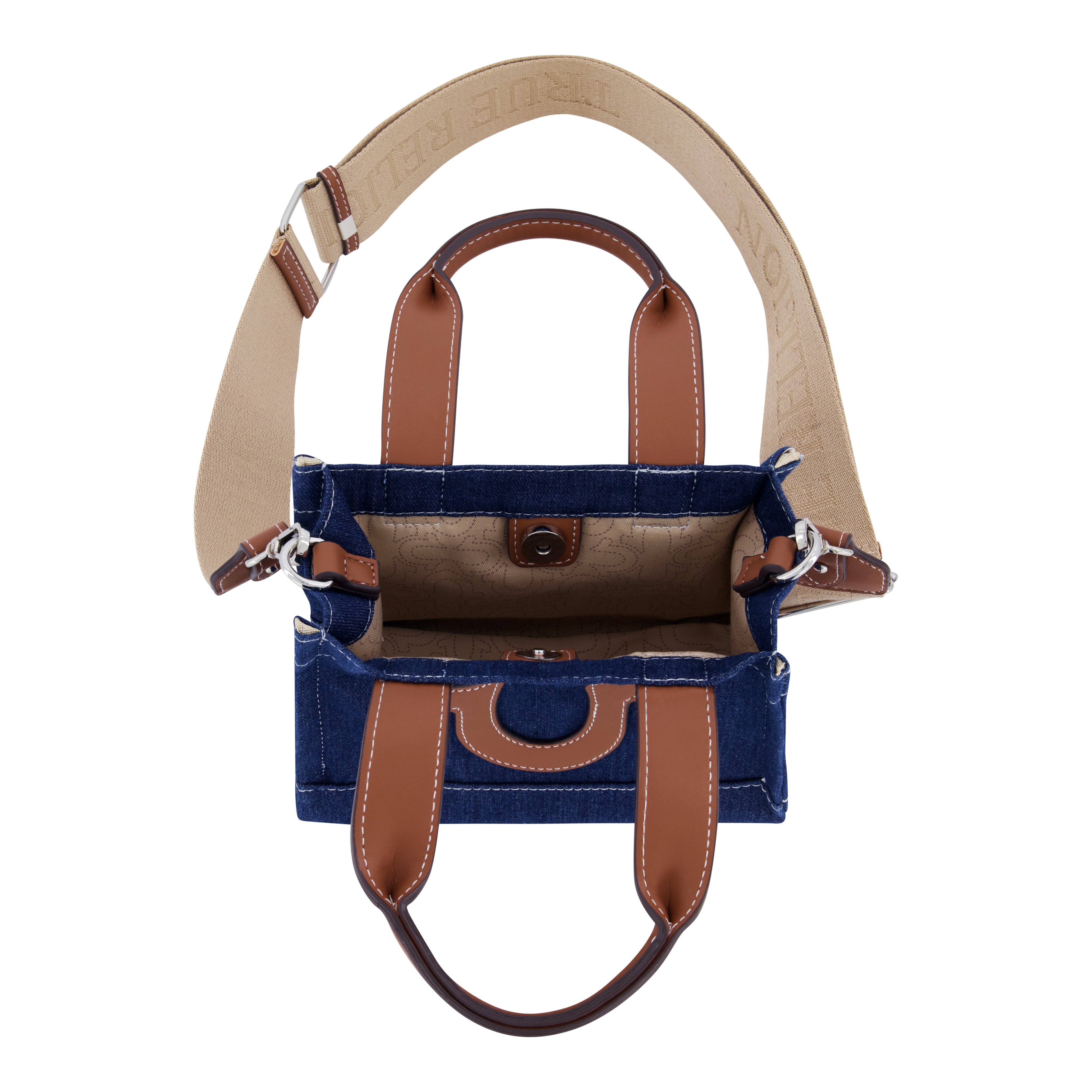 True Religion Mini Denim Tote, Dark Denim