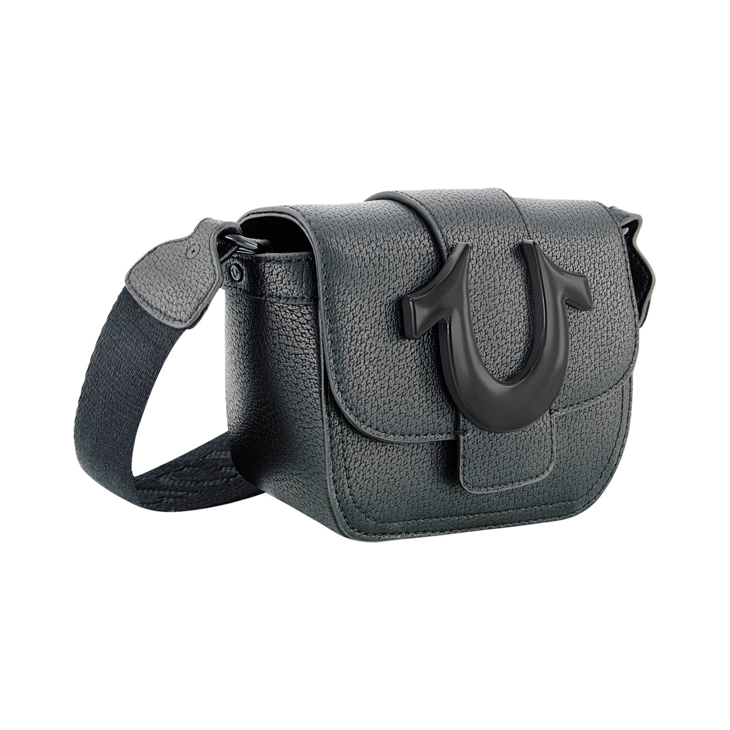 True Religion Mini Flap Dark Hardware Crossbody, Black