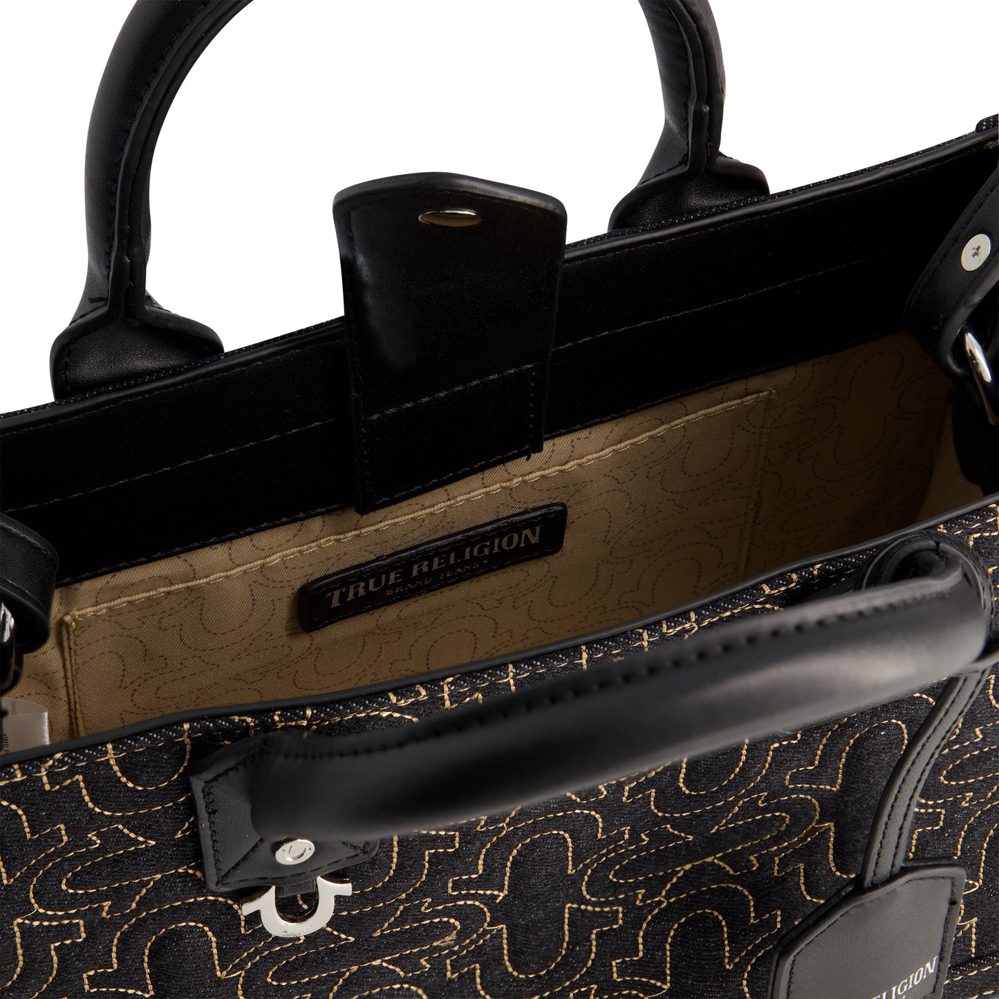 True Religion Quilted Horseshoe Modern Tote, DENIM